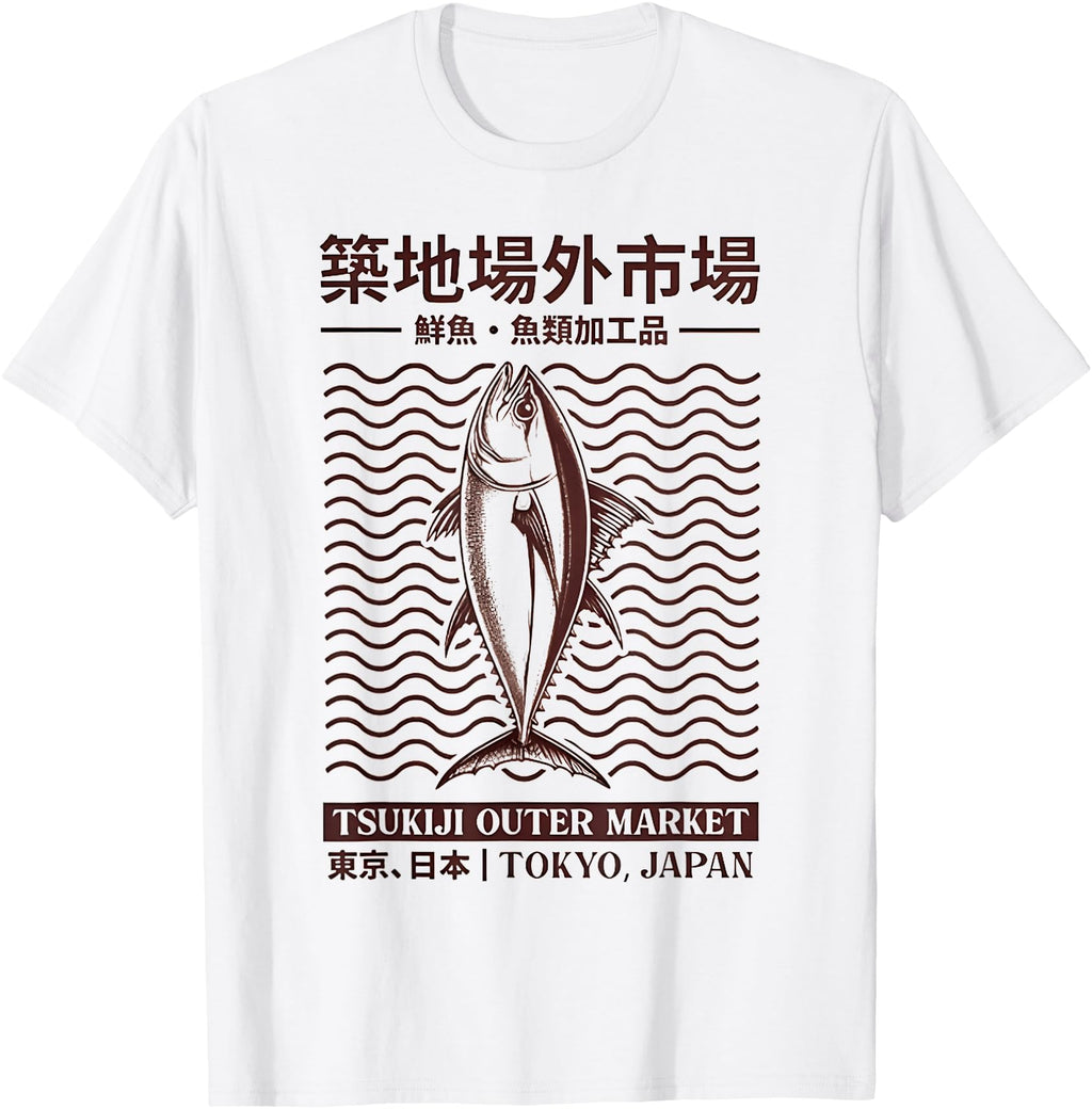 Authentic Tokyo Tsukiji Fish Market Japan Hoodie - Trendy Graphic Unisex - T-Shirt, Sweatshirt, Hoodie