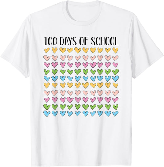 100 Days School Hearts 100Th Teacher Shirt Great Gift for Anniversary