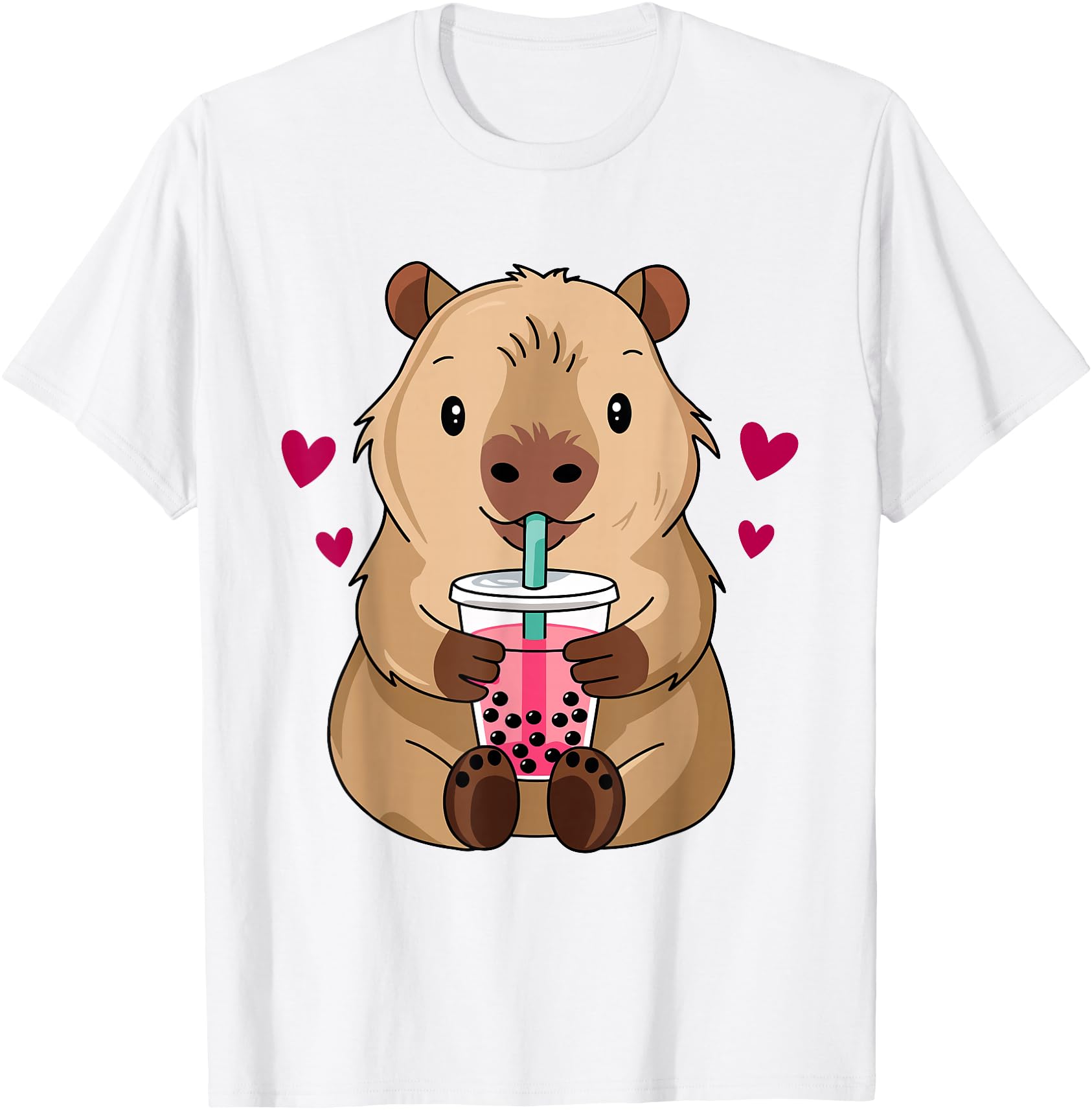 Authentic Capybara Kawaii Anime Drinking Hoodie - Minimalist Print Unisex - T-Shirt, Sweatshirt, Hoodie