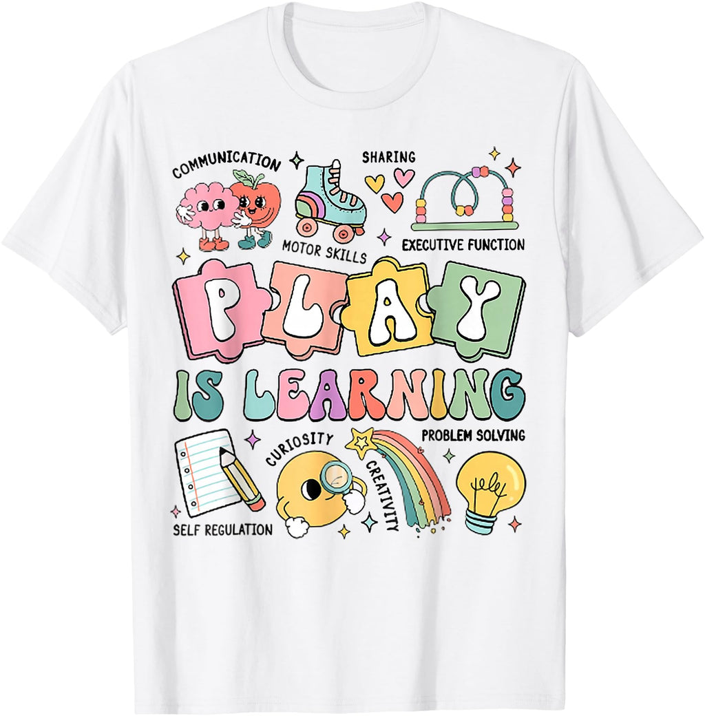 Play Is Learning Kindergarten Teacher Team Hoodie - Graphic Print Unisex - T-Shirt, Sweatshirt, Hoodie