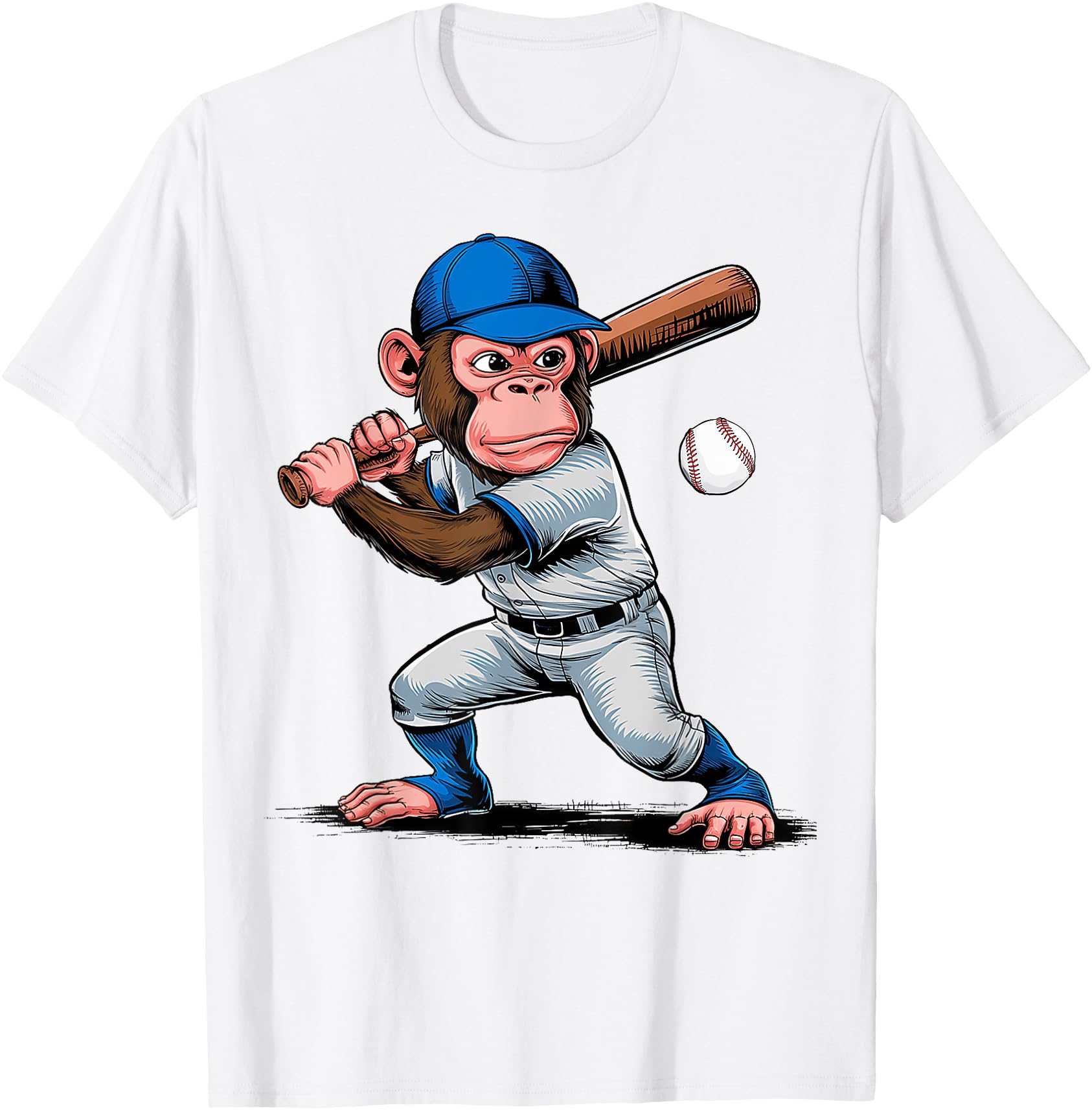 Monkey Baseball Player Monkey Sweatshirt - Trendy Graphic Unisex - T-Shirt, Sweatshirt, Hoodie