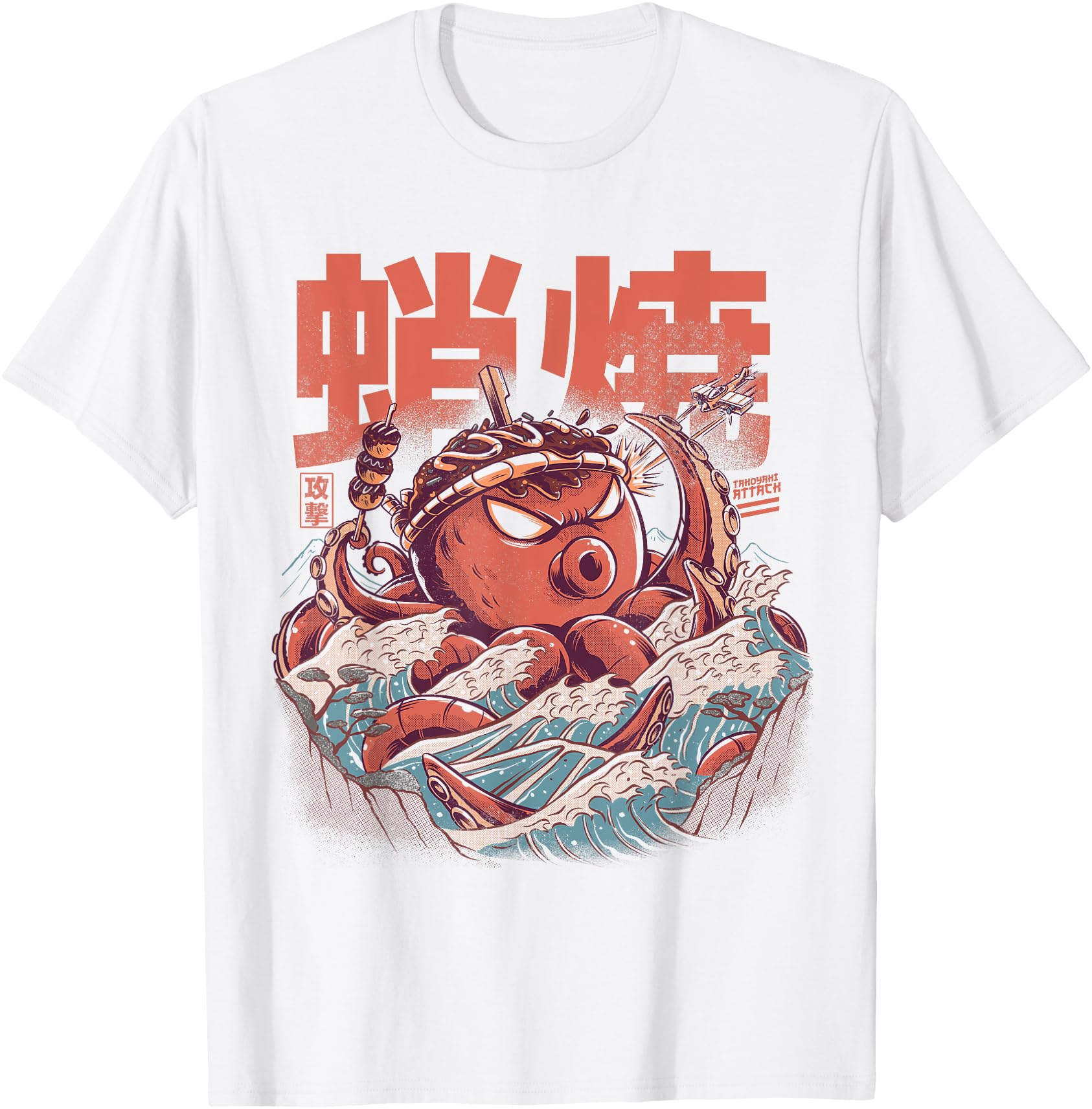 Takoyaki Attack Octopus Kaiju Food Squid Hoodie - Unique Graphic Unisex - T-Shirt, Sweatshirt, Hoodie