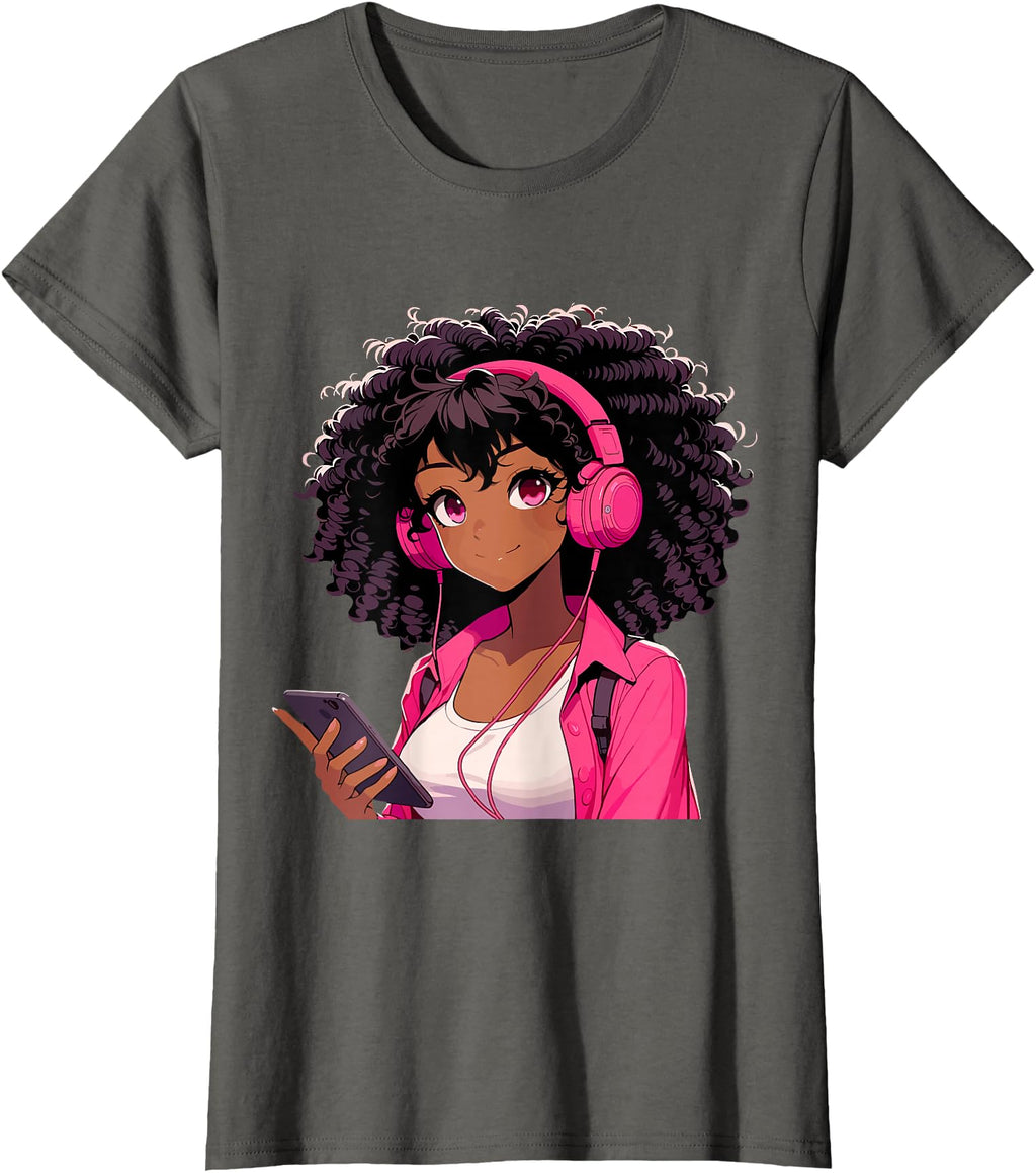 Handcrafted Black Anime Music T-Shirt - Custom Art Print for Adults - T-Shirt, Sweatshirt, Hoodie