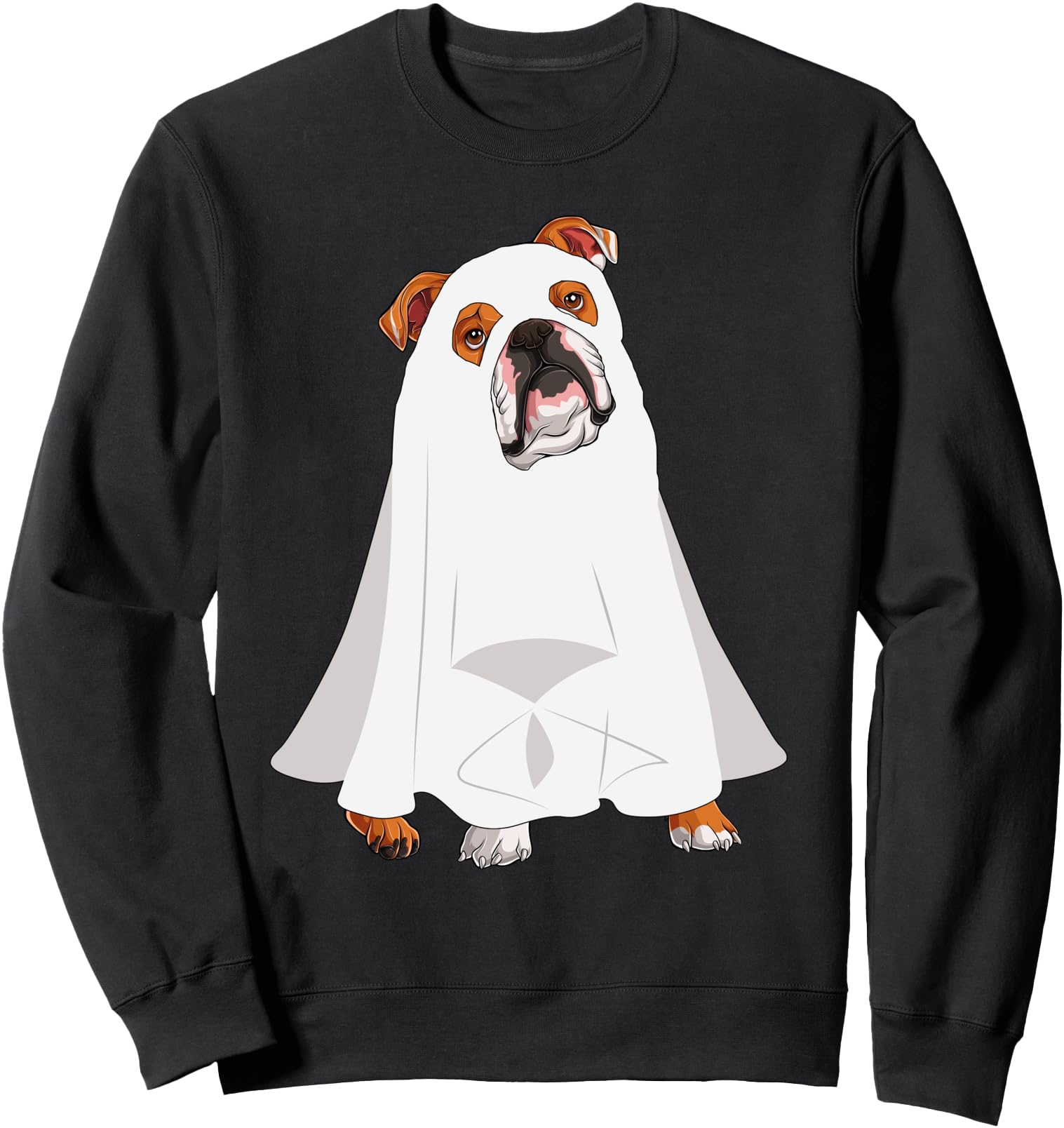 Authentic English Bulldog Ghost Pumpkin Sweatshirt - Unique Graphic Unisex - T-Shirt, Sweatshirt, Hoodie