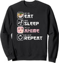 Authentic Eat Sleep Anime Repeat Hoodie - Casual Everyday Wear Men Women - T-Shirt, Sweatshirt, Hoodie