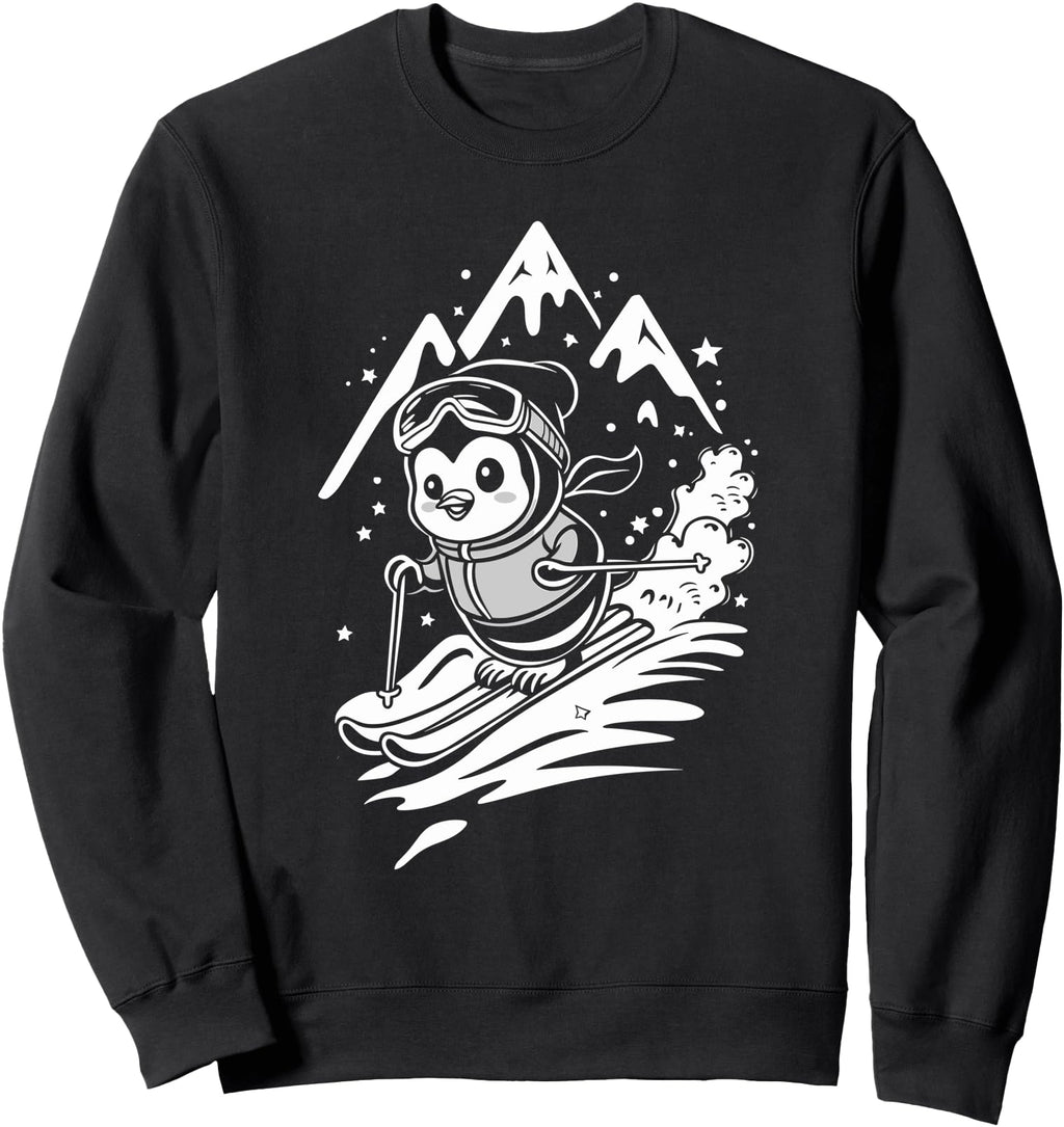 Exclusive Penguin Skiing Snowy T-Shirt - Aesthetic Graphic for Adults - T-Shirt, Sweatshirt, Hoodie