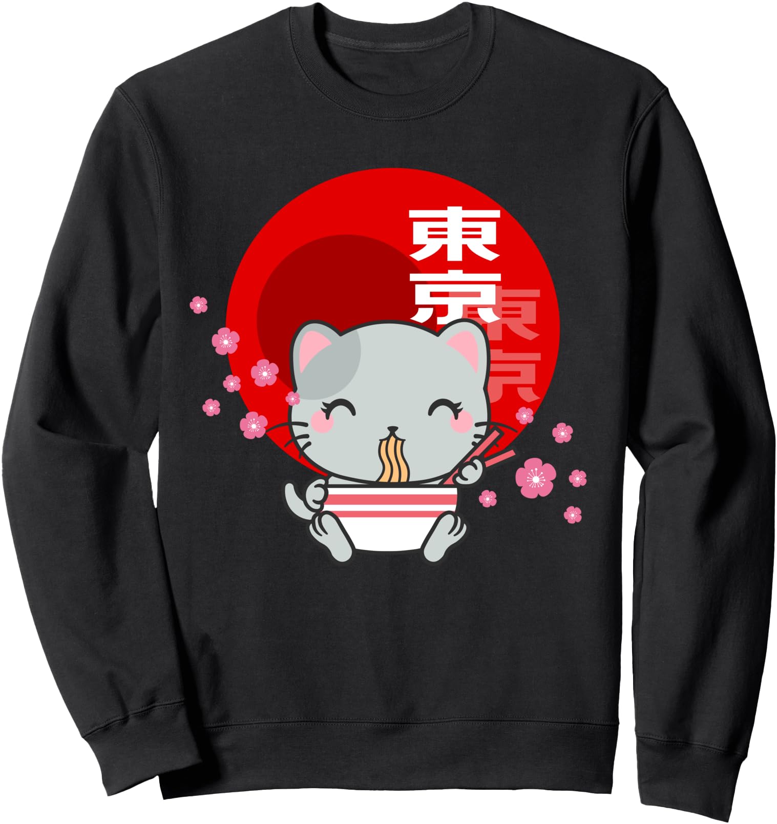 Original Tokyo Japan Ramen Cat Sweatshirt - Aesthetic Graphic Unisex - T-Shirt, Sweatshirt, Hoodie
