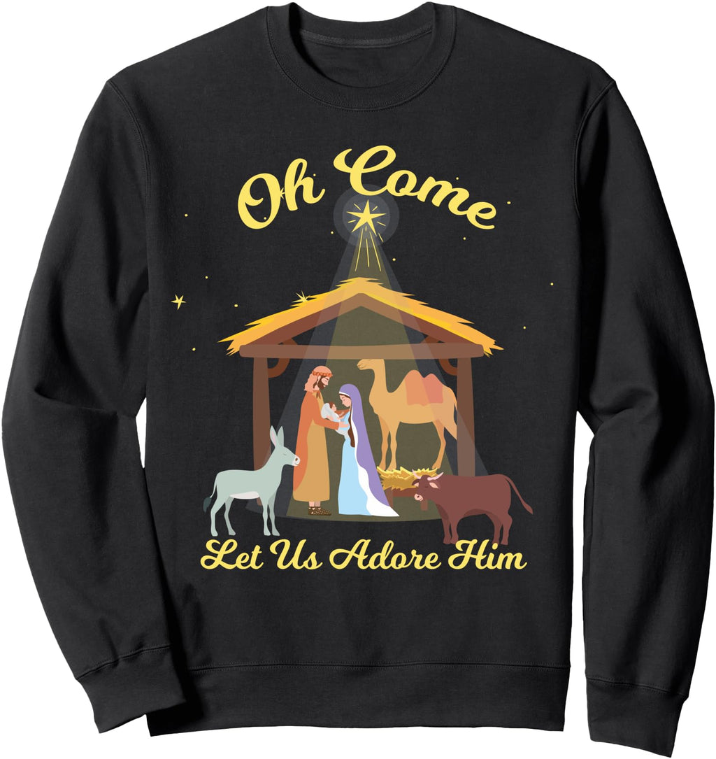 Let Us Adore Him Advent Nativity Sweatshirt - Novelty Apparel for Adults - T-Shirt, Sweatshirt, Hoodie