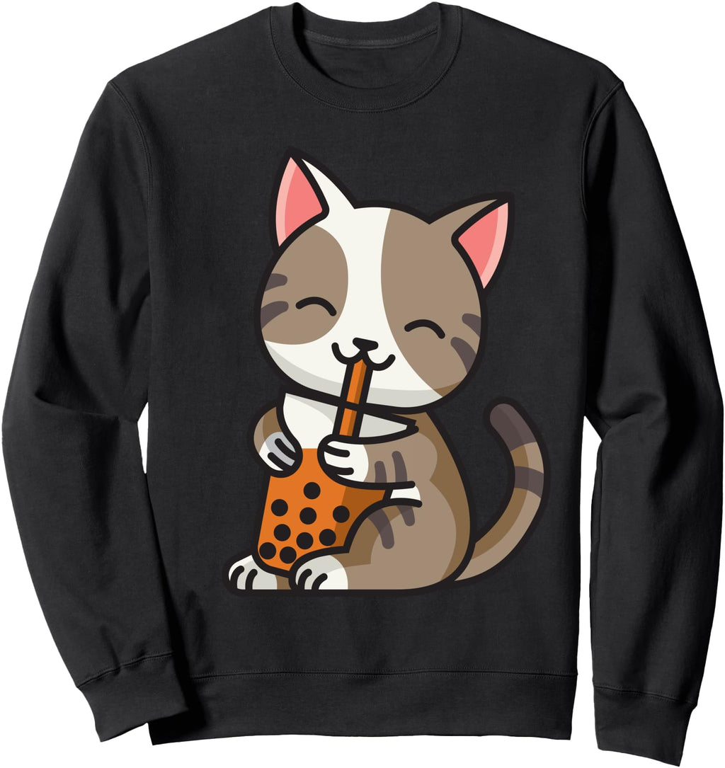 Tabby Cat Kawaii Boba Bubble Tea Cup T-Shirt - Casual Everyday Wear Unisex - T-Shirt, Sweatshirt, Hoodie