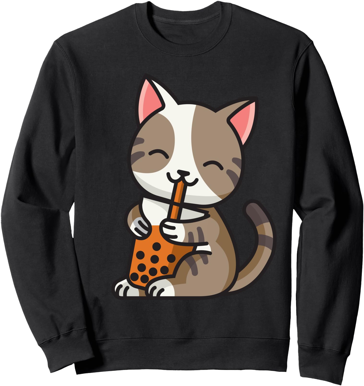 Tabby Cat Kawaii Boba Bubble Tea Cup T-Shirt - Casual Everyday Wear Unisex - T-Shirt, Sweatshirt, Hoodie