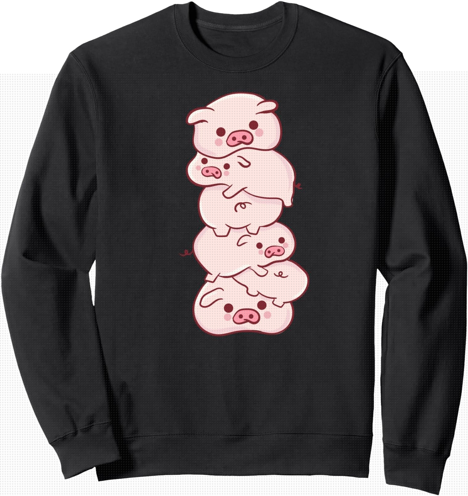 Kawaii Anime Pigs Pile Pig Aesthetic T-Shirt - Minimalist Print Unisex - T-Shirt, Sweatshirt, Hoodie