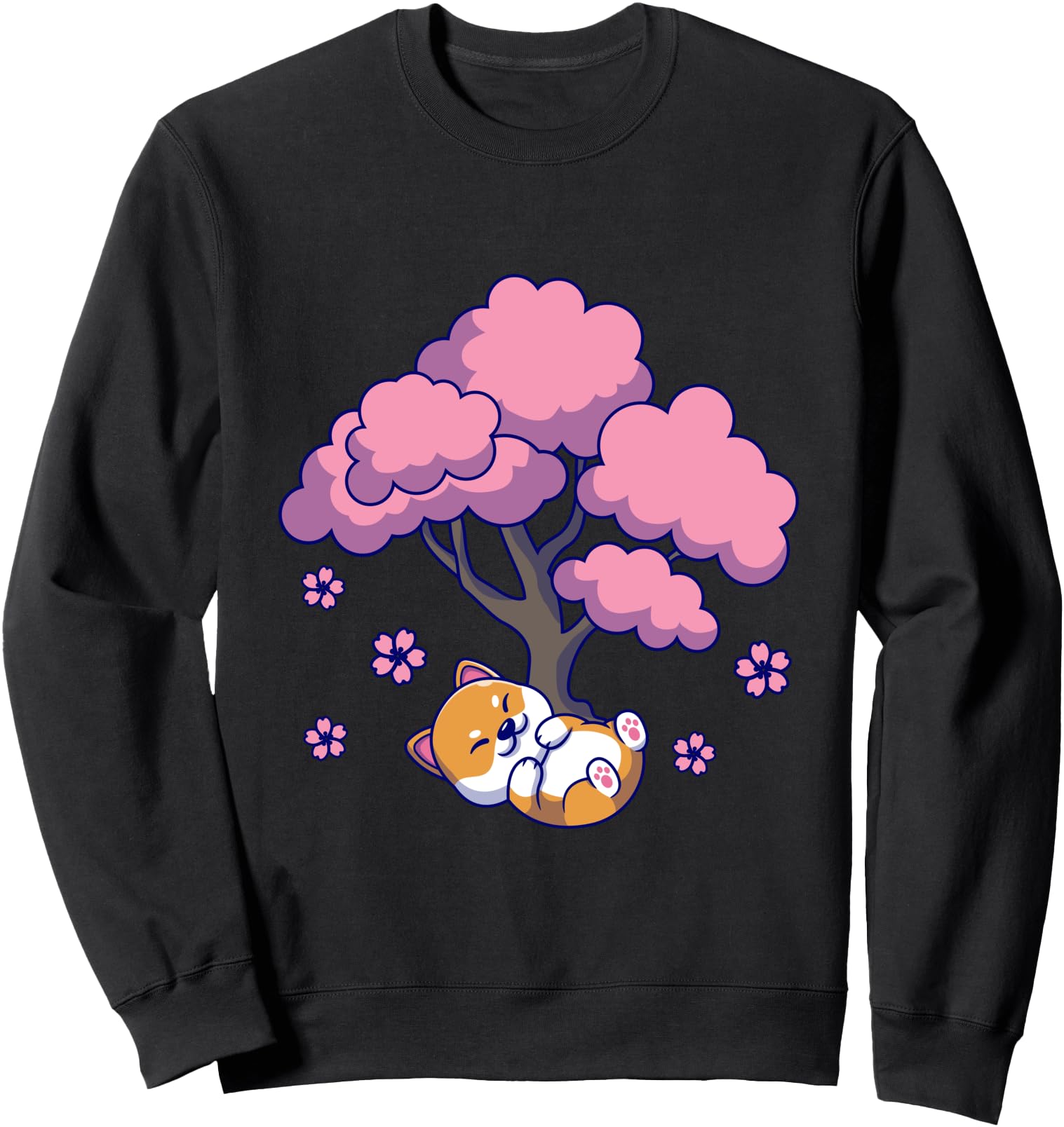 Shiba Inu Dog Cherry Blossom T-Shirt - Aesthetic Graphic Men Women - T-Shirt, Sweatshirt, Hoodie