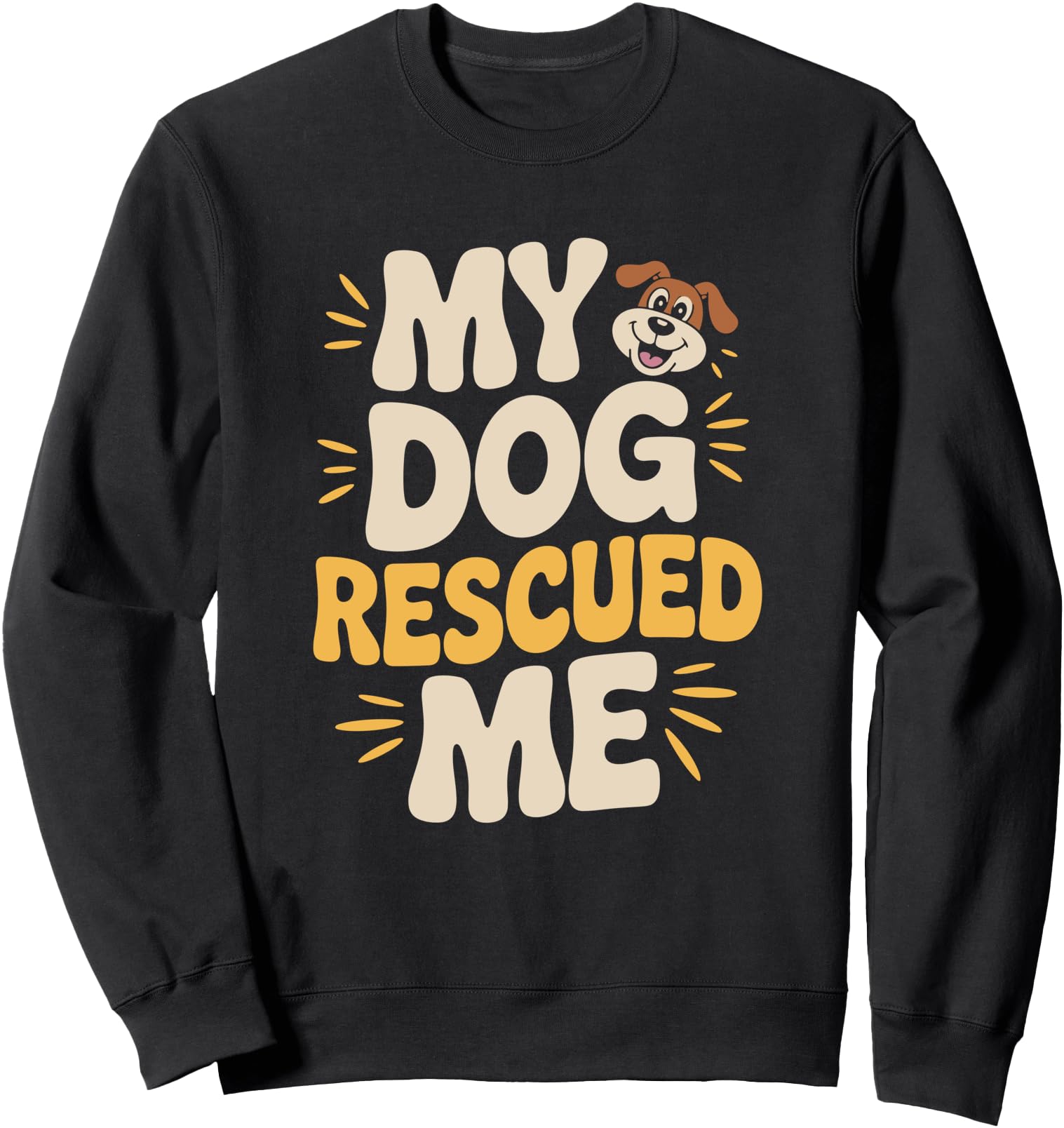 Authentic My Dog Rescued Me Bold Cartoon Hoodie - Unique Graphic Men Women - T-Shirt, Sweatshirt, Hoodie