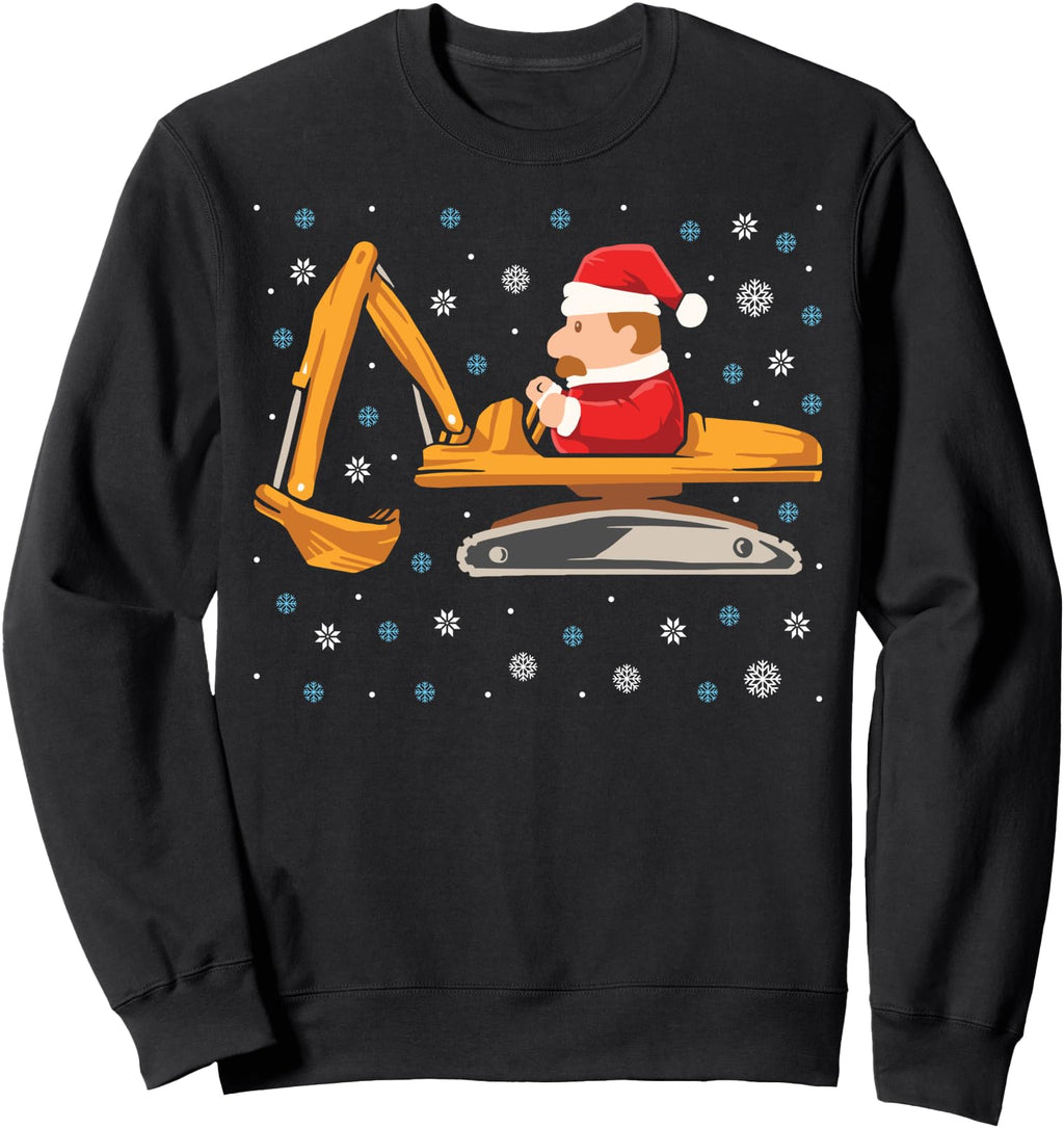Digging Santa Claus Construction Sweatshirt - Unique Graphic Men Women - T-Shirt, Sweatshirt, Hoodie