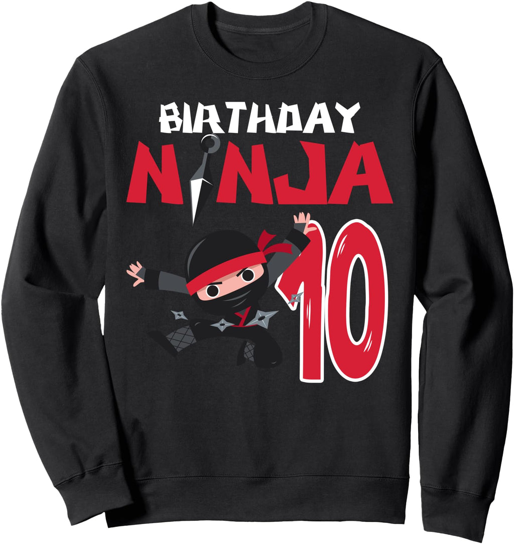 Handcrafted Ninja 10 Year Old B Day Sweatshirt - Custom Art Print Unisex - T-Shirt, Sweatshirt, Hoodie