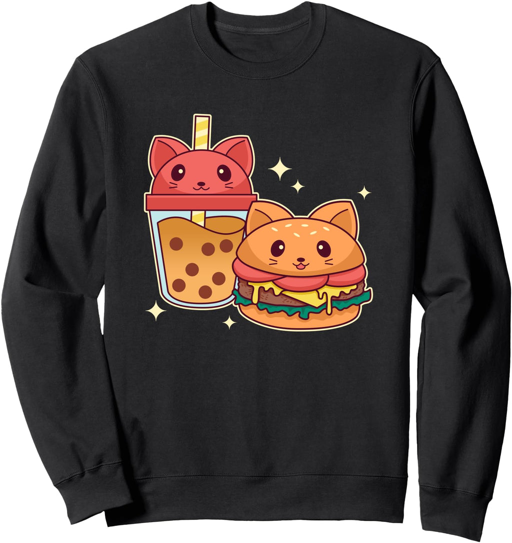 Exclusive Kawaii Boba Cat Burger T-Shirt - Minimalist Print Men Women - T-Shirt, Sweatshirt, Hoodie