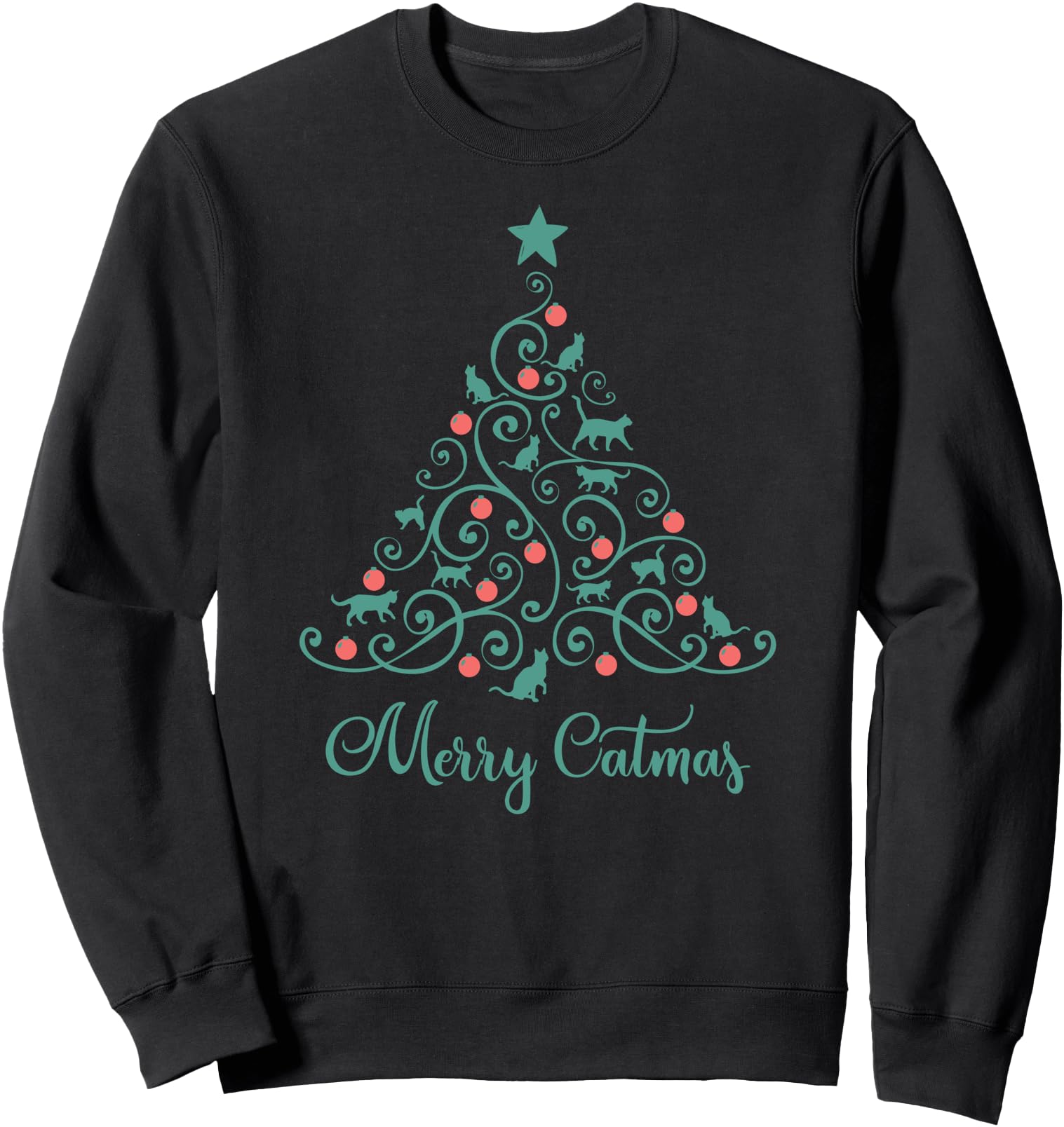 Authentic Cat Merry Catmas Cats Tree Hoodie - Custom Art Print Unisex - T-Shirt, Sweatshirt, Hoodie