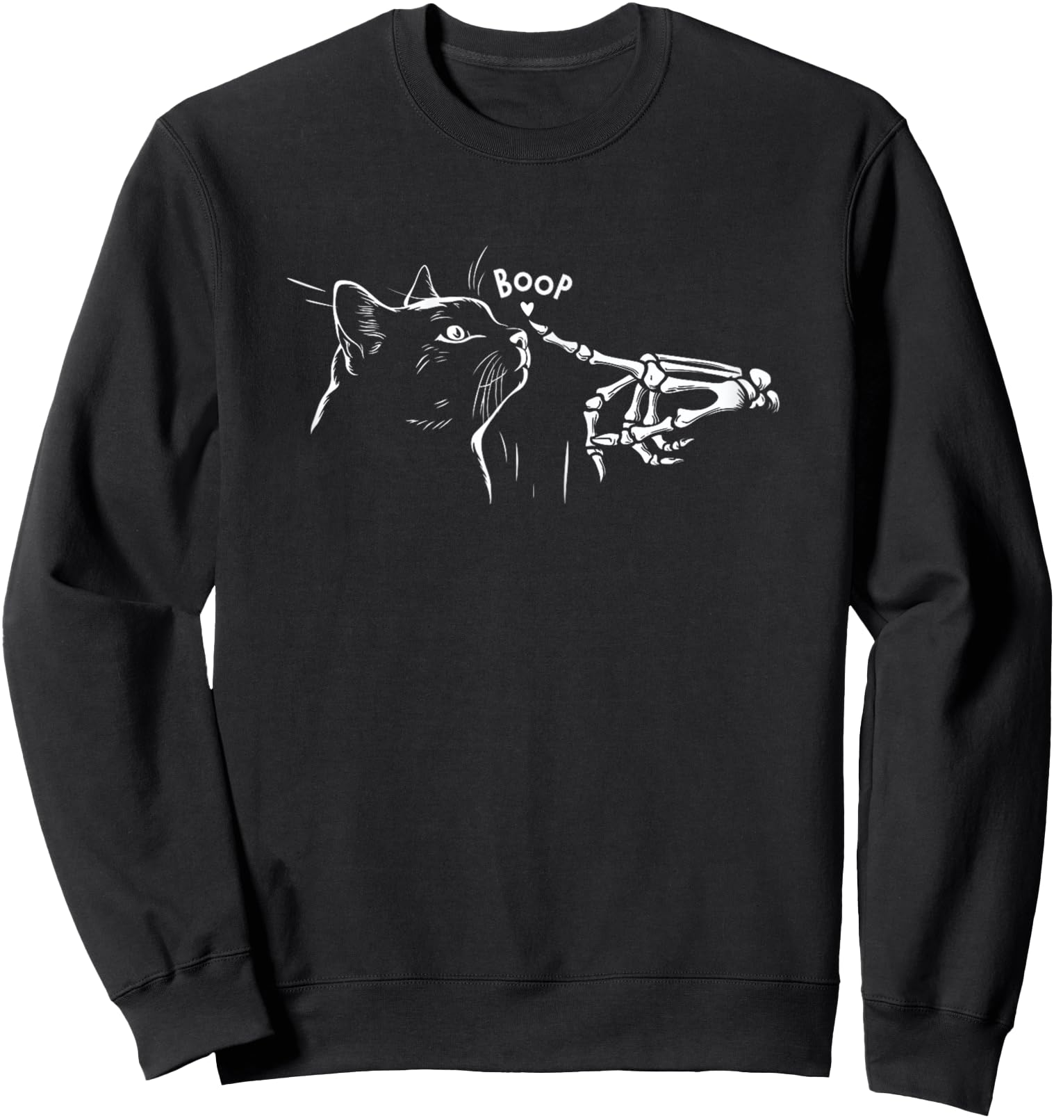 Black Cat Skeleton Hand Boop Sweatshirt - Graphic Print Men Women - T-Shirt, Sweatshirt, Hoodie