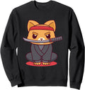 Handcrafted Kawaii Samurai Ninja Cat T-Shirt - Minimalist Print for Adults - T-Shirt, Sweatshirt, Hoodie