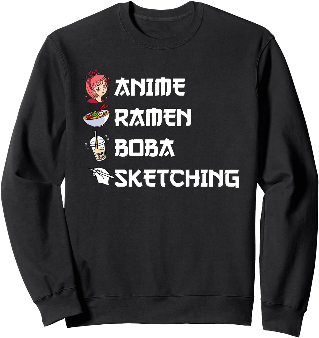 Anime Ramen Boba Sketching Japanese Hoodie - Novelty Apparel Men Women - T-Shirt, Sweatshirt, Hoodie