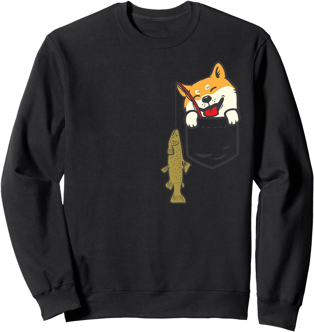 Original Pocket Shiba Inu Dog Fishing T-Shirt - Unique Graphic for Adults - T-Shirt, Sweatshirt, Hoodie