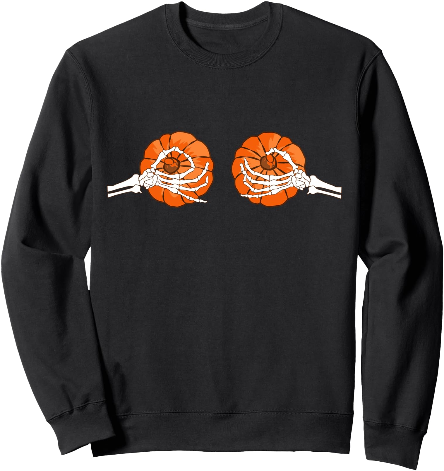 Pumpkin Boobs Skeleton Hands Halloween Sweatshirt - Novelty Apparel Unisex - T-Shirt, Sweatshirt, Hoodie