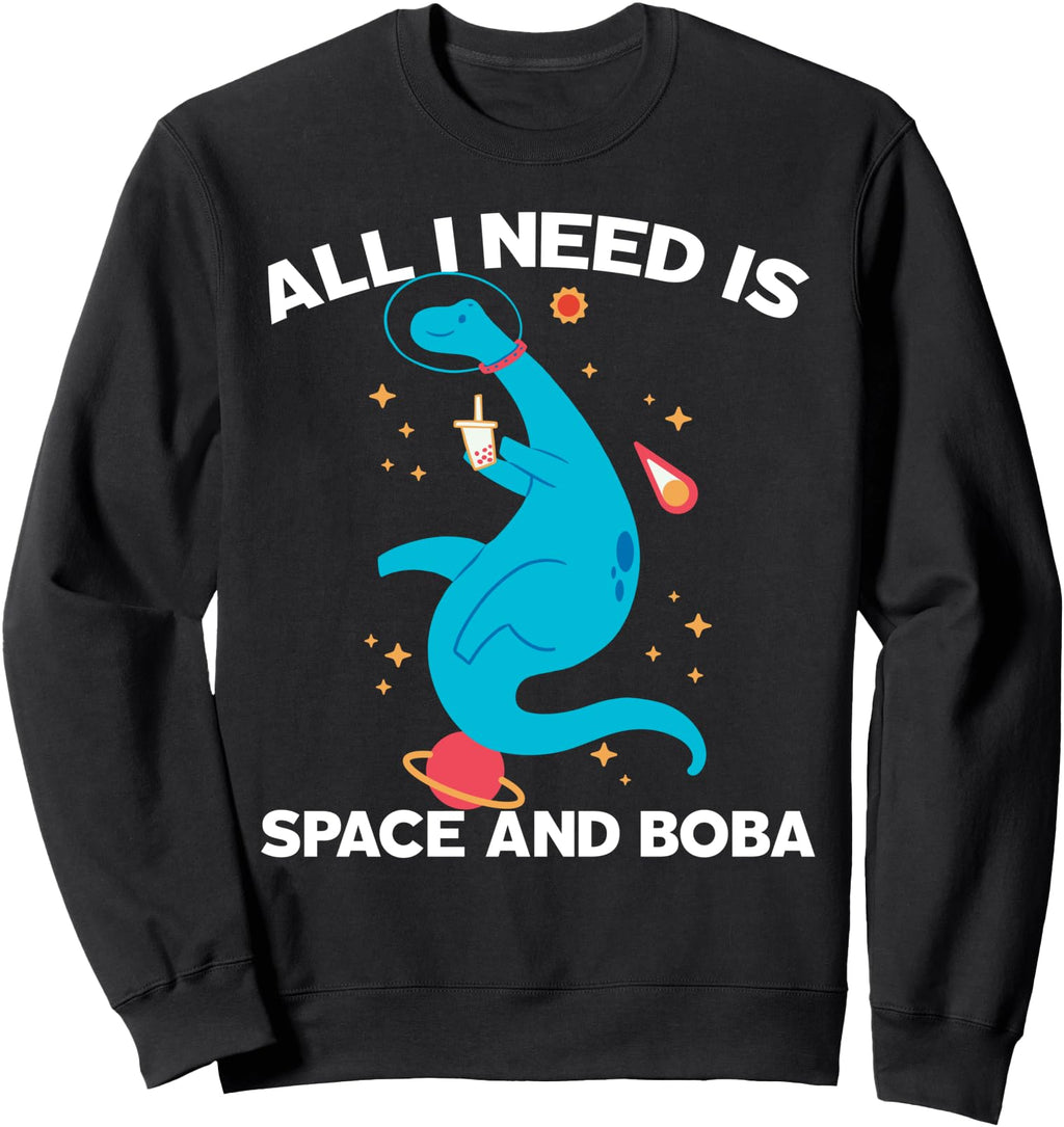 Boba Dinosaurs Drinking Bubble Tea Sweatshirt - Unique Graphic Unisex - T-Shirt, Sweatshirt, Hoodie