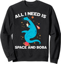 Boba Dinosaurs Drinking Bubble Tea Sweatshirt - Unique Graphic Unisex - T-Shirt, Sweatshirt, Hoodie