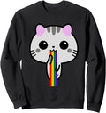Kawaii Kitten Eating Rainbow Ramen Sweatshirt - Custom Art Print Men Women - T-Shirt, Sweatshirt, Hoodie