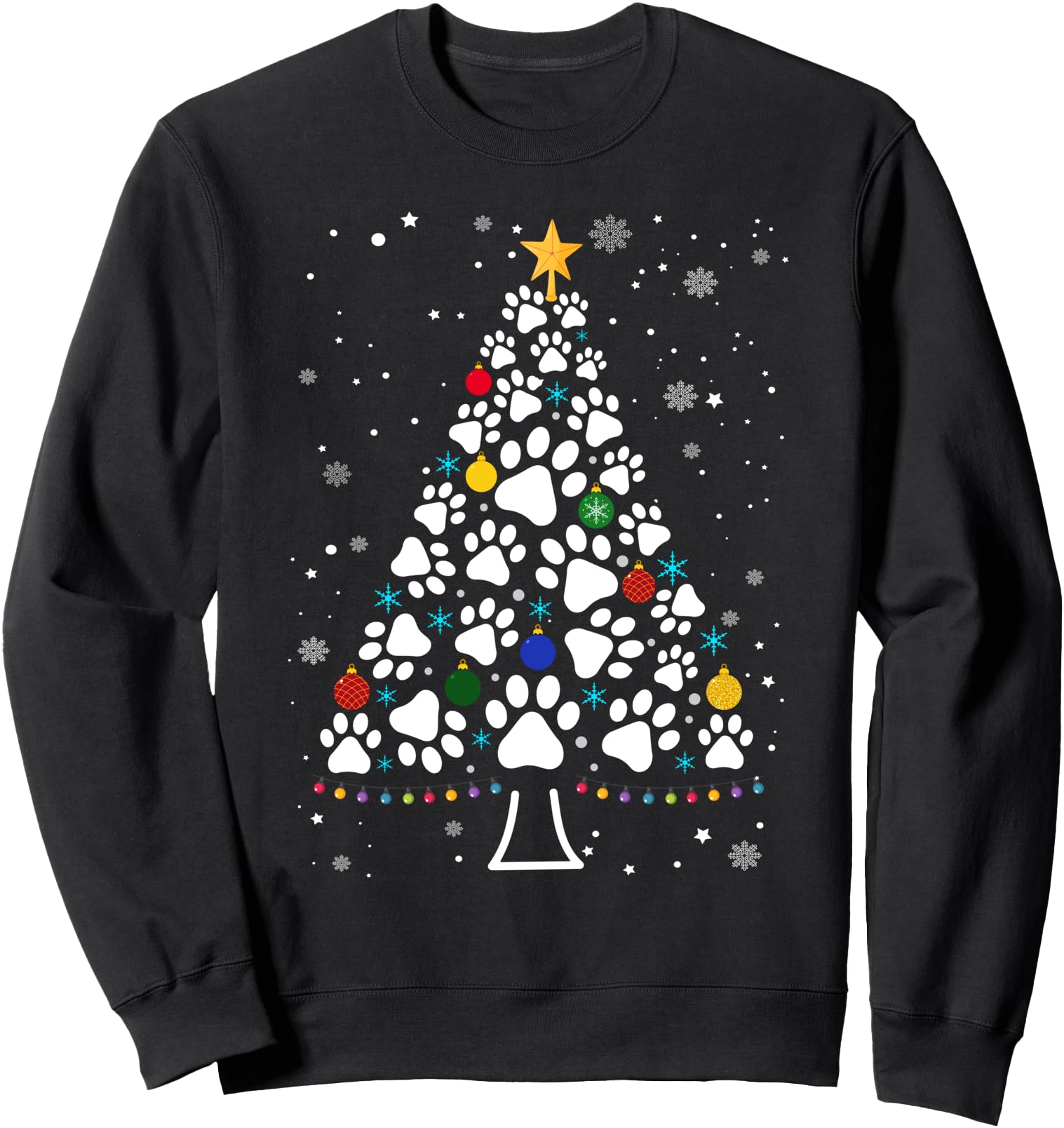 Handcrafted Paw Tree Lights Hoodie - Casual Everyday Wear for Adults - T-Shirt, Sweatshirt, Hoodie