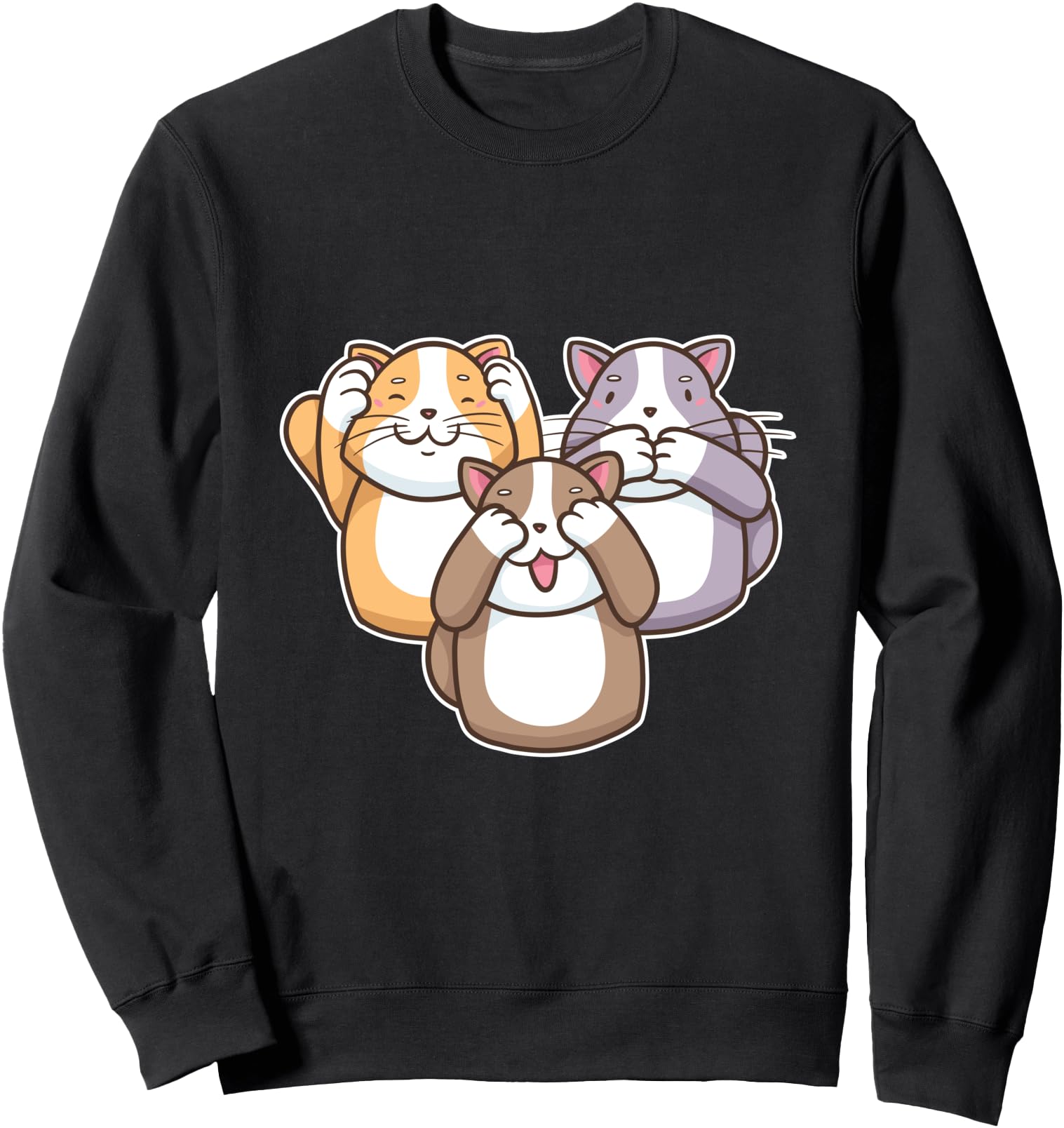 Handcrafted Three Wise Cats See Sweatshirt - Aesthetic Graphic Men Women - T-Shirt, Sweatshirt, Hoodie