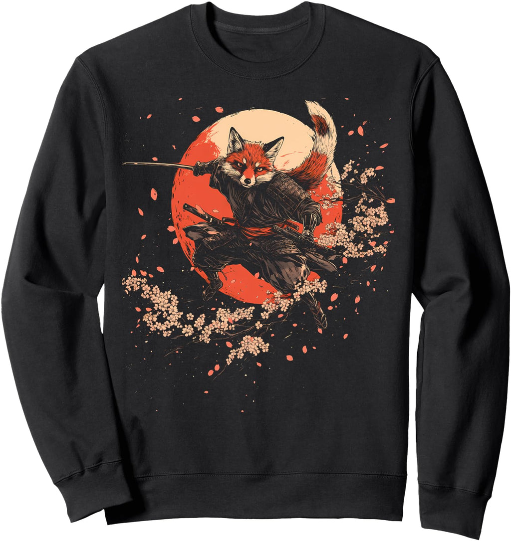 Original Samurai Fox Warrior Japanese Hoodie - Graphic Print for Adults - T-Shirt, Sweatshirt, Hoodie