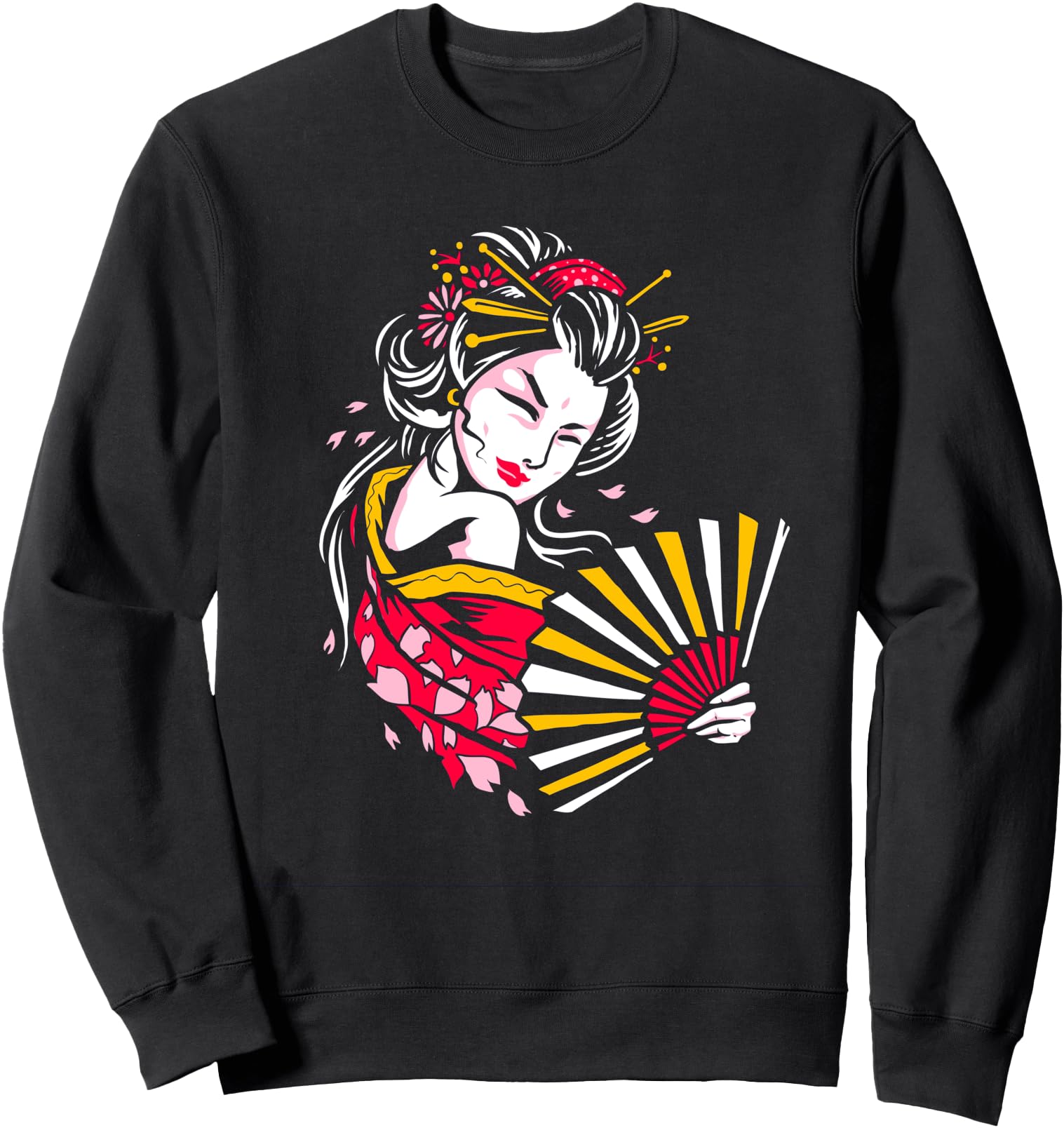 Exclusive Japanese Geisha Waving Hoodie - Casual Everyday Wear Men Women - T-Shirt, Sweatshirt, Hoodie