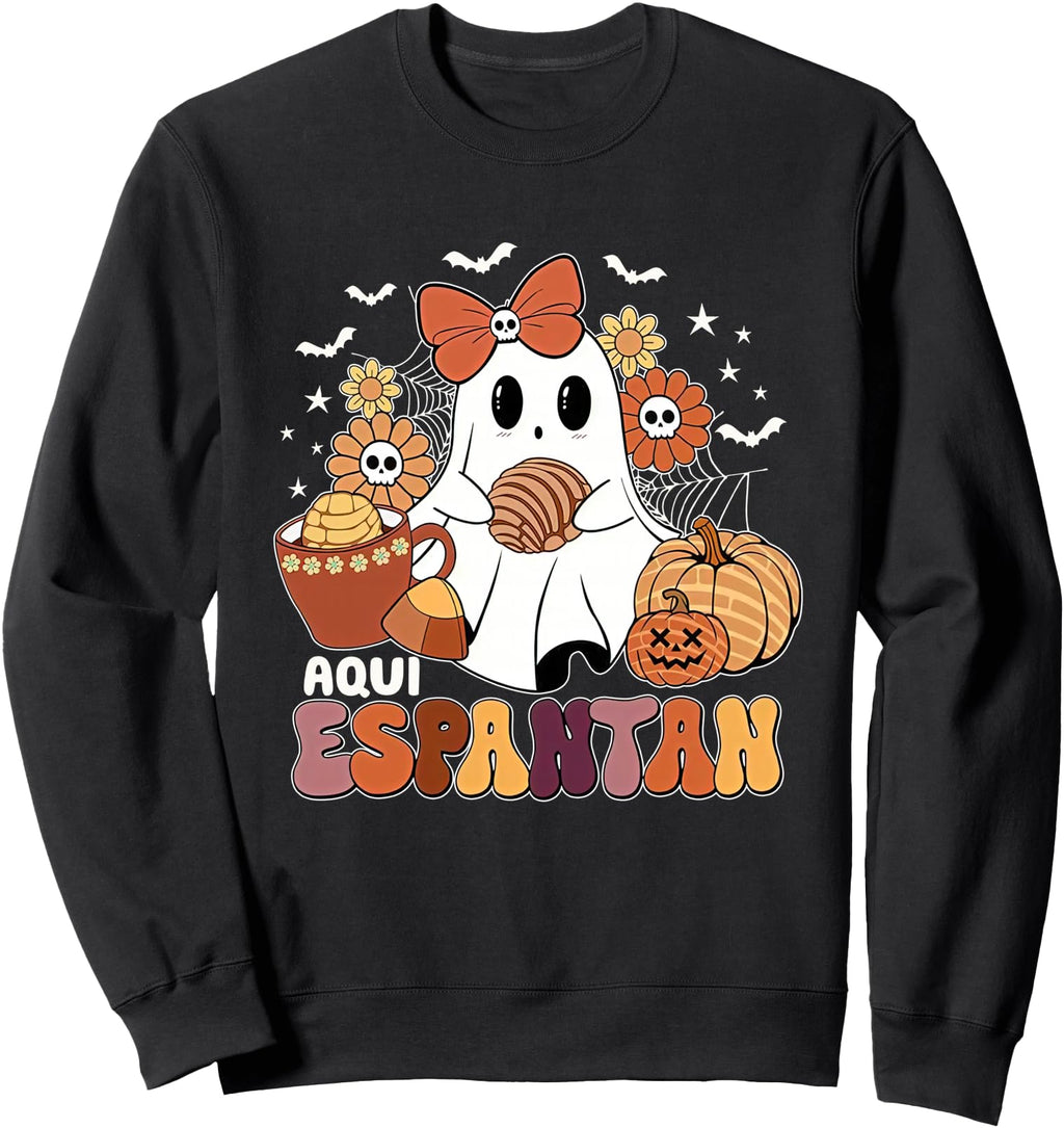 Aqui Espantan Dia De Muertos Spanish Mexican Hoodie - Graphic Print Unisex - T-Shirt, Sweatshirt, Hoodie