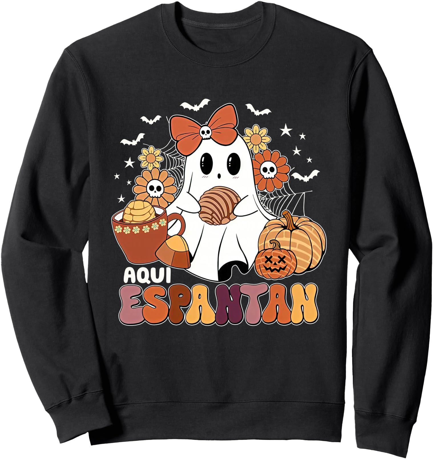 Aqui Espantan Dia De Muertos Spanish Mexican Hoodie - Graphic Print Unisex - T-Shirt, Sweatshirt, Hoodie