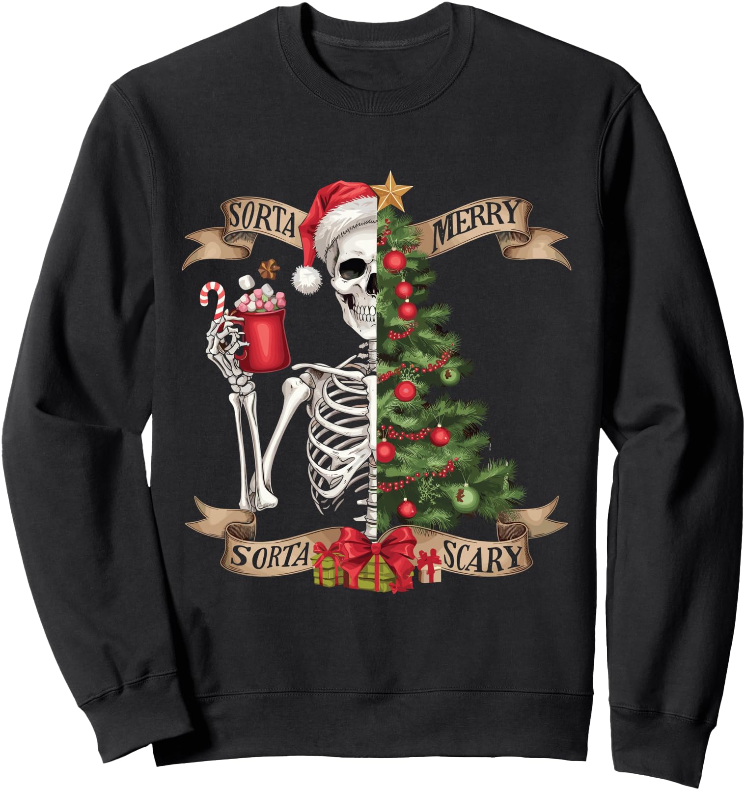 Exclusive Skeleton Sorta Merry Sorta Hoodie - Custom Art Print Men Women - T-Shirt, Sweatshirt, Hoodie