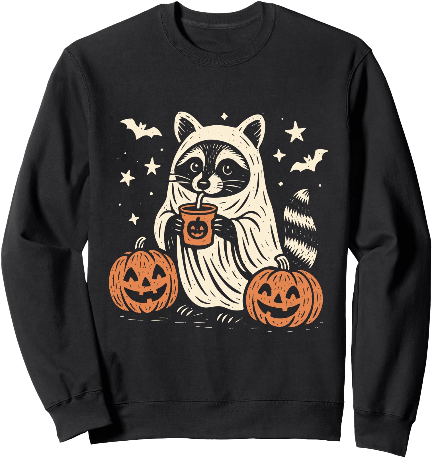 Exclusive Halloween Raccoon Ghost Spooky Hoodie - Graphic Print Men Women - T-Shirt, Sweatshirt, Hoodie