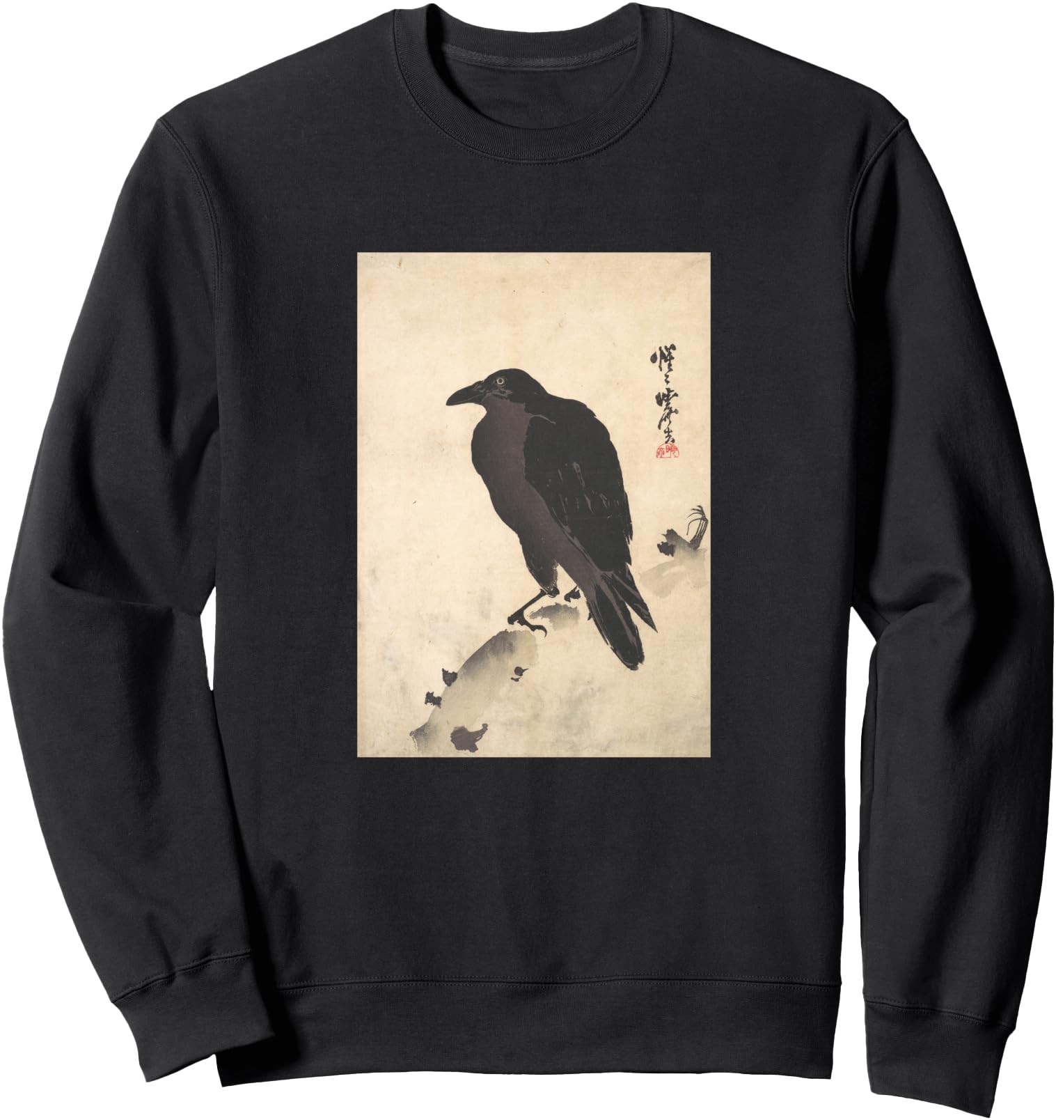 Authentic Japanese Art Crow Resting Hoodie - Unique Graphic Unisex - T-Shirt, Sweatshirt, Hoodie