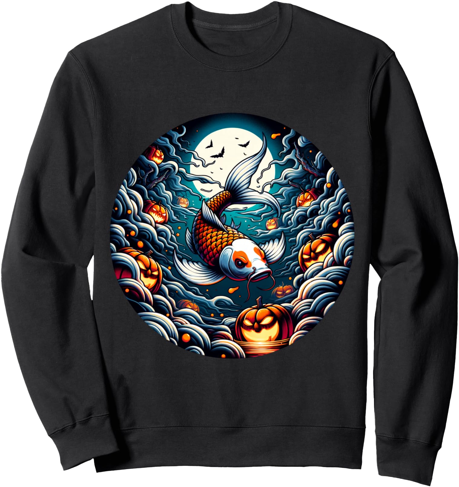 Anime Koi Fish Haunted Halloween Sweatshirt - Aesthetic Graphic Unisex - T-Shirt, Sweatshirt, Hoodie