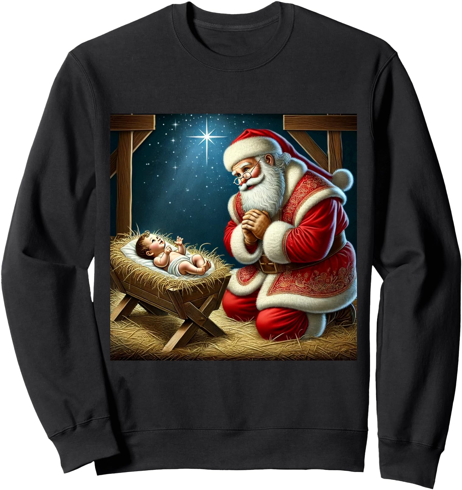 Original Santa Kneeling Before Sweatshirt - Custom Art Print Men Women - T-Shirt, Sweatshirt, Hoodie