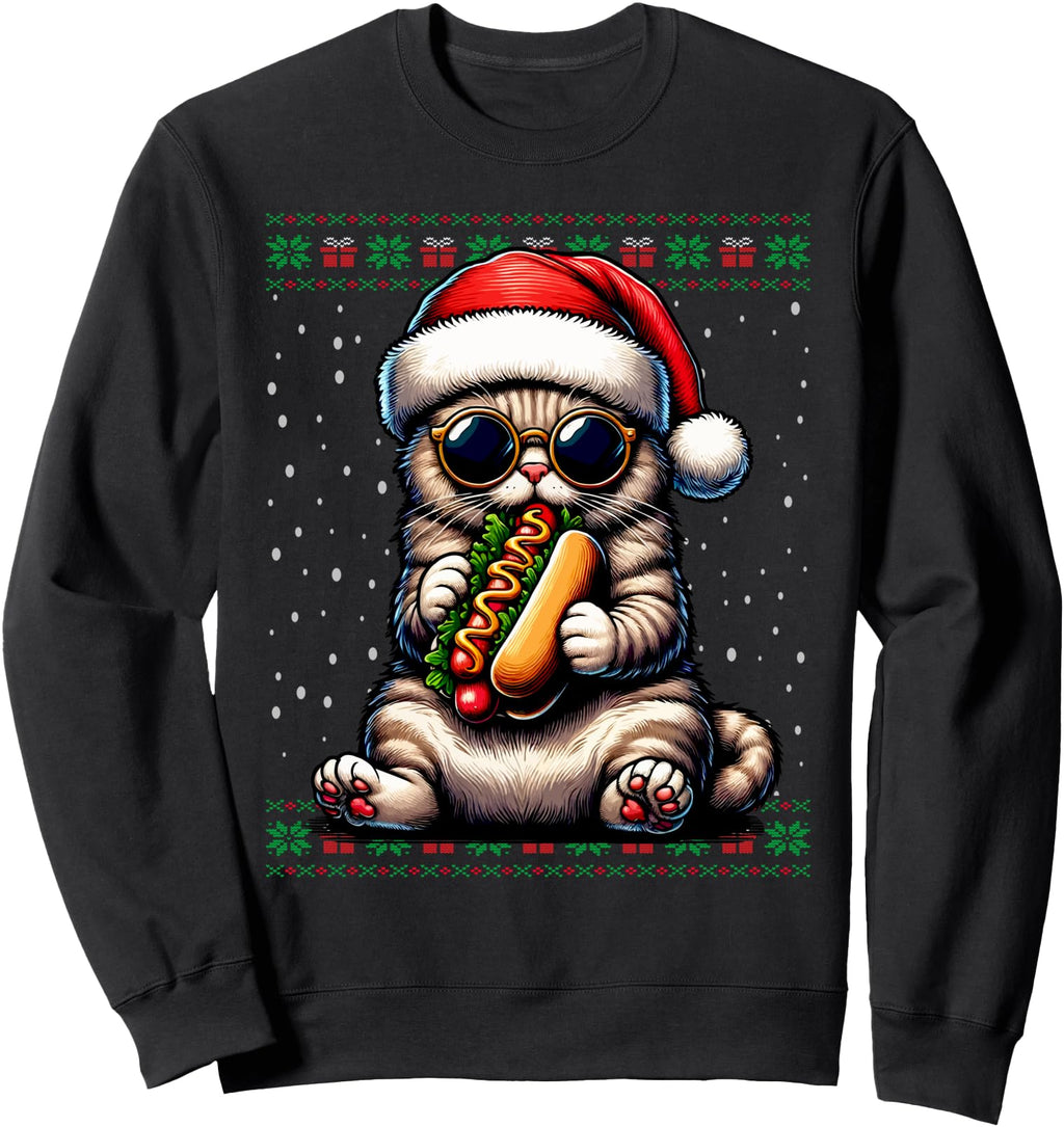Cat Eating Hot Dogs Ugly Exclusive Hoodie - Trendy Graphic Men Women - T-Shirt, Sweatshirt, Hoodie