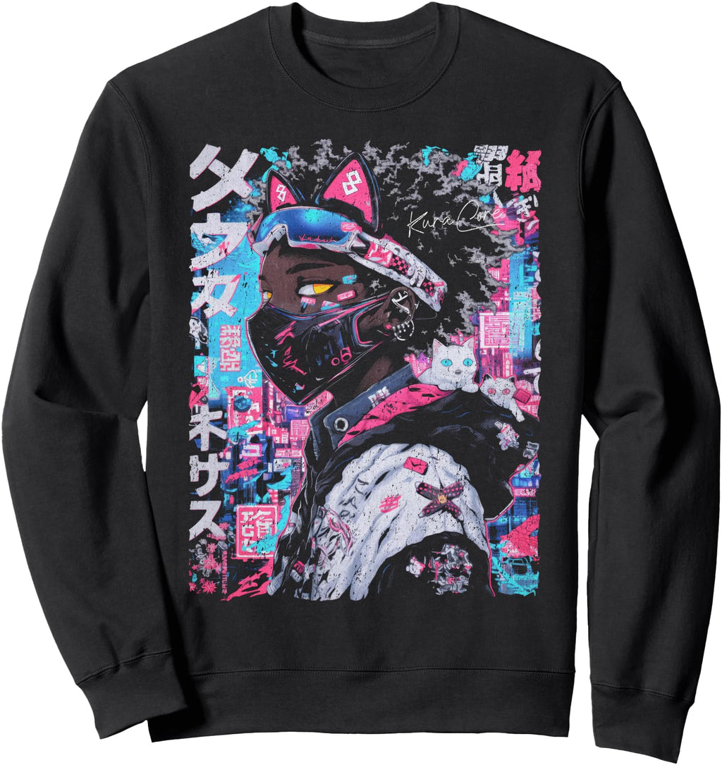 Japanese Streetwear Afro Cyberpunk Sweatshirt - Streetwear Style Men Women - T-Shirt, Sweatshirt, Hoodie