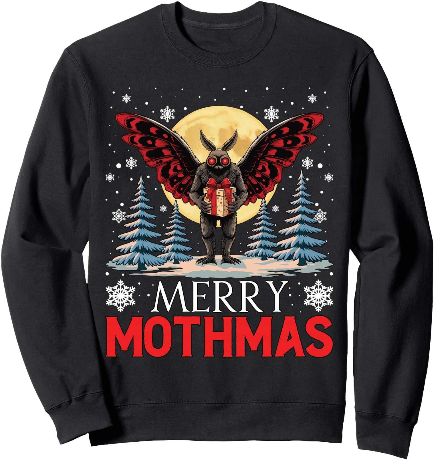 Handcrafted Merry Mothmas Cryptid T-Shirt - Fun Novelty Design Men Women - T-Shirt, Sweatshirt, Hoodie