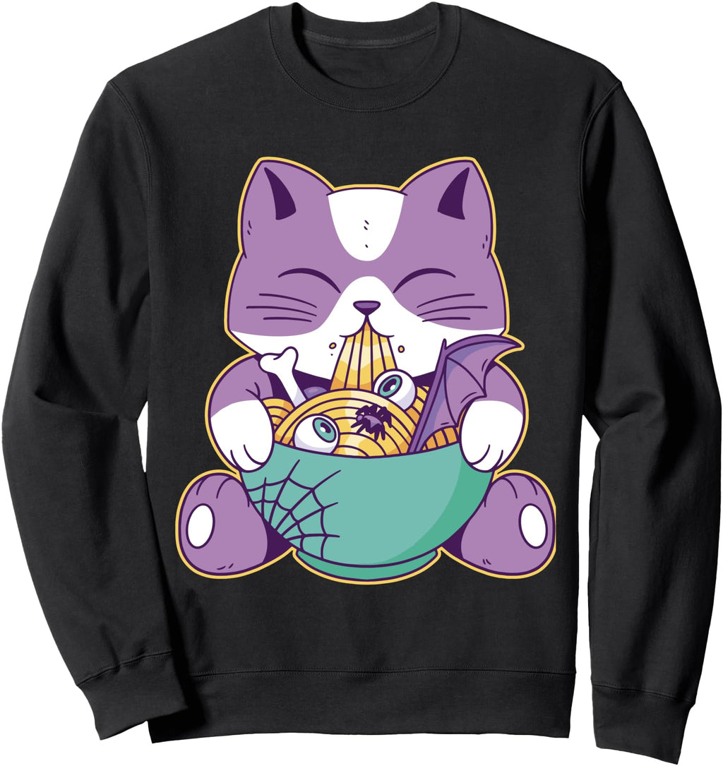 Authentic Cat Halloween Ramen Kitty Sweatshirt - Trendy Graphic Unisex - T-Shirt, Sweatshirt, Hoodie