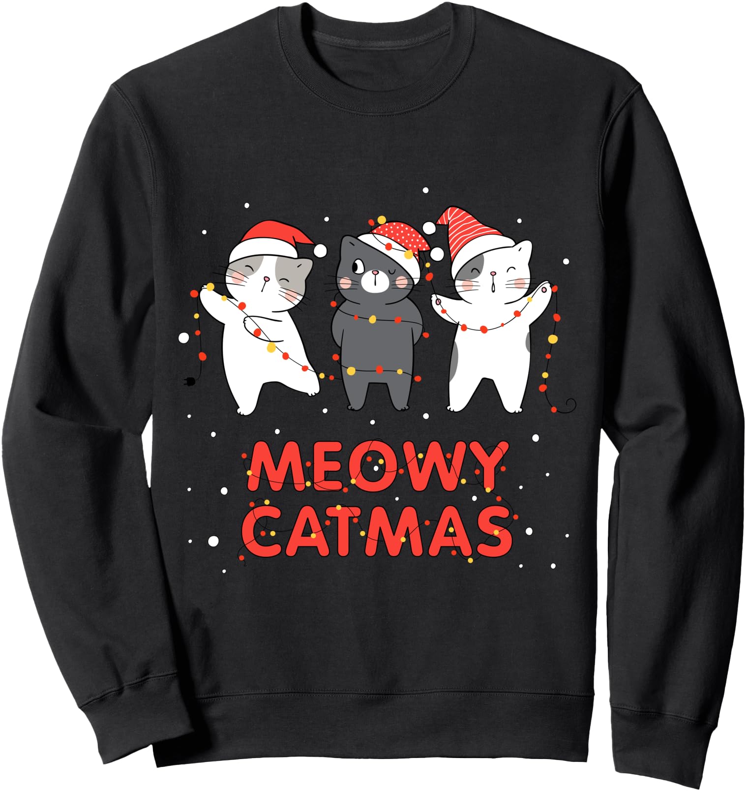 Original Meowy Catmas Novelty Cat Hoodie - Streetwear Style for Adults - T-Shirt, Sweatshirt, Hoodie