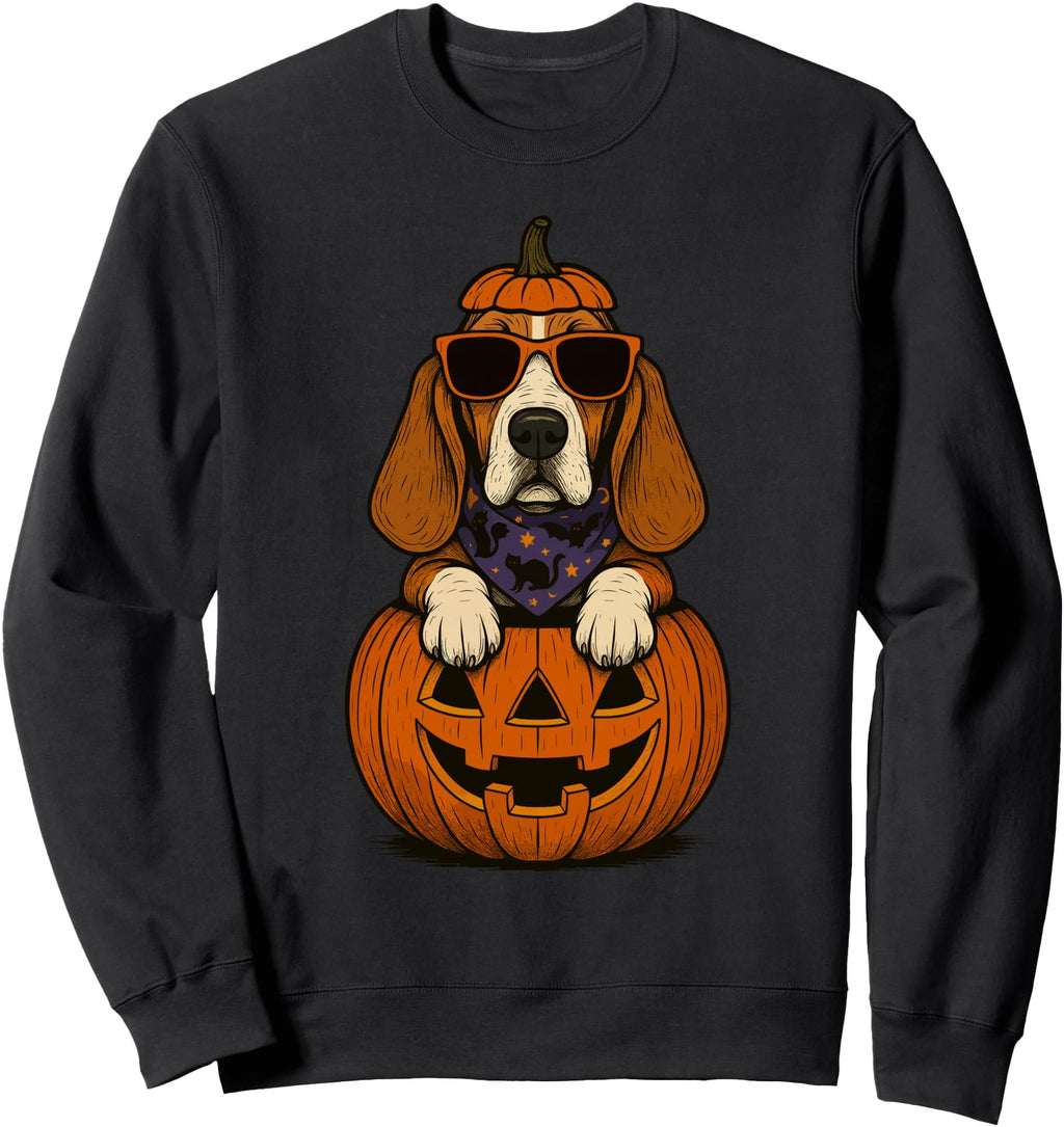 Authentic Spooky Basset Hound Hoodie - Casual Everyday Wear for Adults - T-Shirt, Sweatshirt, Hoodie