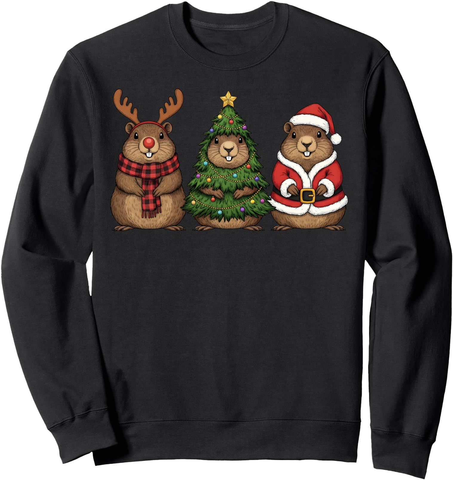 Authentic Groundhog Santa Reindeer T-Shirt - Novelty Apparel for Adults - T-Shirt, Sweatshirt, Hoodie