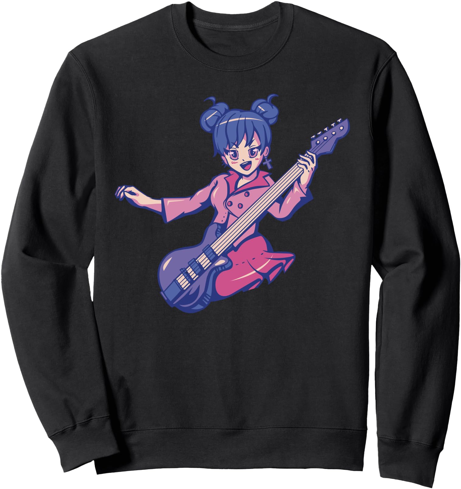 Kawaii Anime Guitar Electric Rock T-Shirt - Fun Novelty Design for Adults - T-Shirt, Sweatshirt, Hoodie
