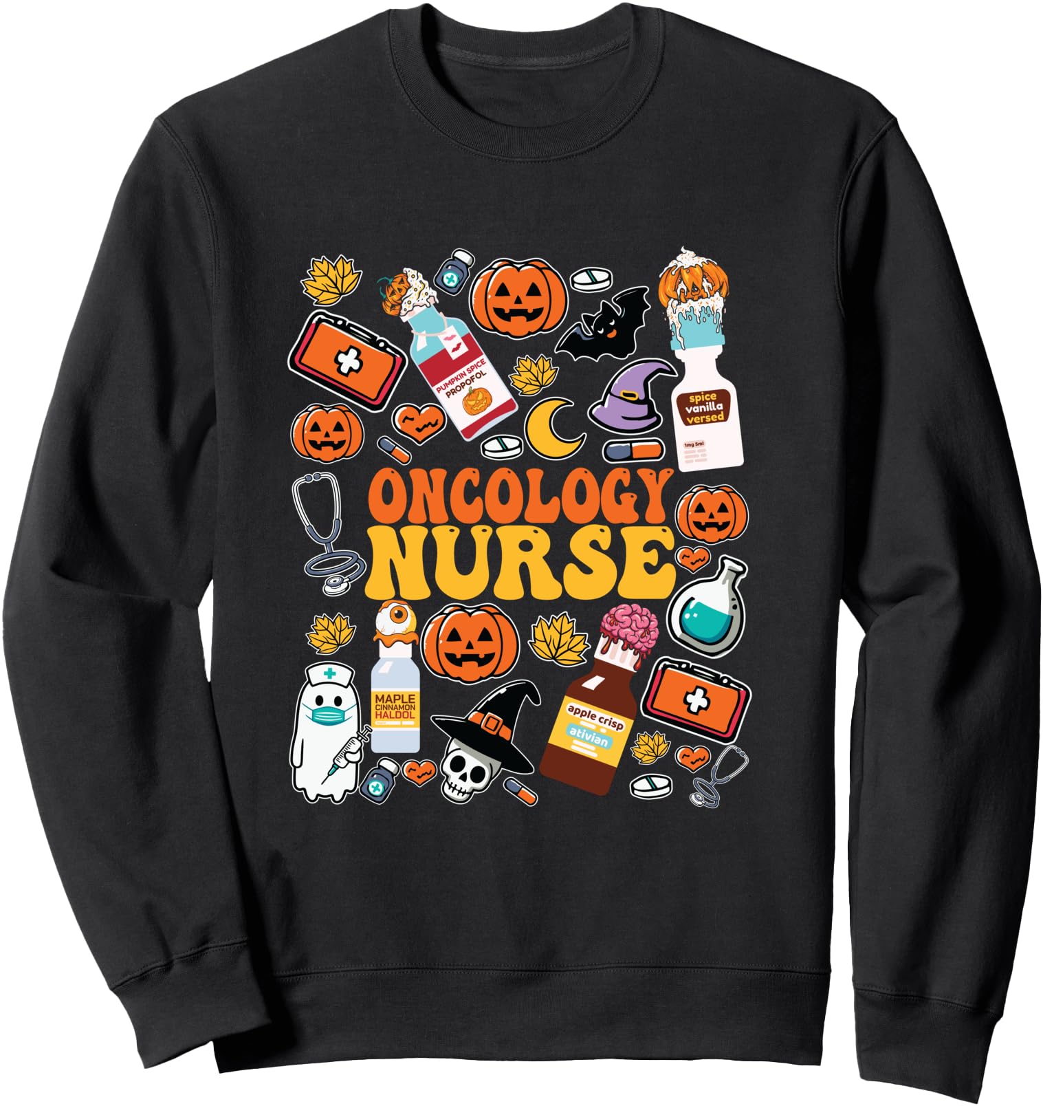 Oncology Nurse Groovy Halloween Spooky Hoodie - Aesthetic Graphic Unisex - T-Shirt, Sweatshirt, Hoodie