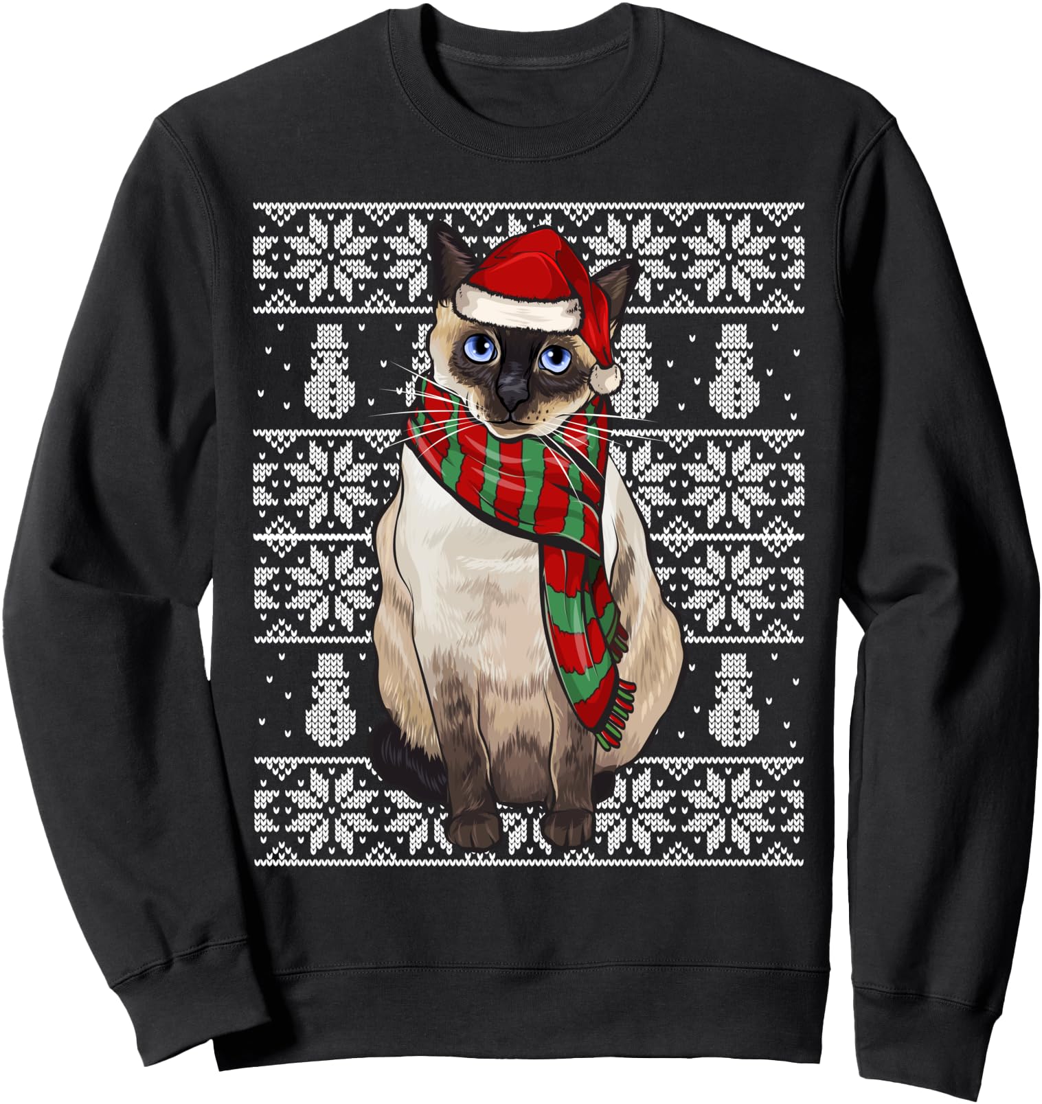 Exclusive Santa Hat Siamese Cat Ugly T-Shirt - Minimalist Print for Adults - T-Shirt, Sweatshirt, Hoodie